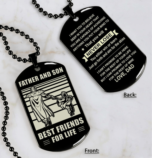 Police Personalized Double Sided Dog Tag Father And Son Best Friends For Life - Message on the back side