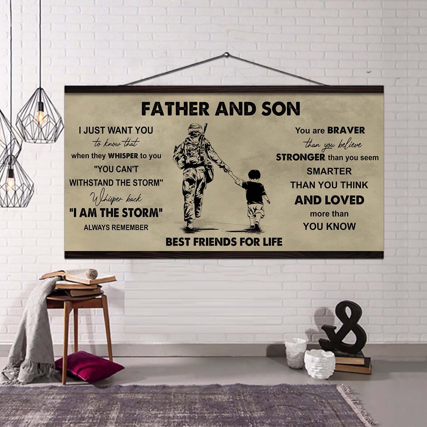 Biker Father And Son Best Friends For Life - I Am The Storm Poster Canvas Gift For Son From Father