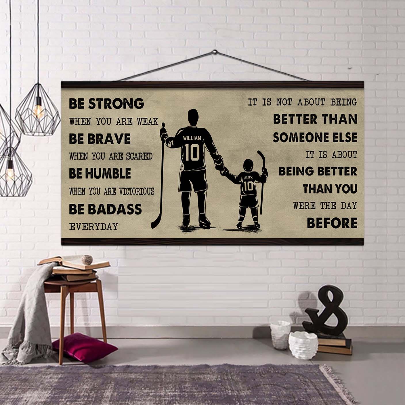 American Football Poster Canvas From Dad To Son Be Strong When You Are Weak - It Is Not About Being Better Than Someone Else