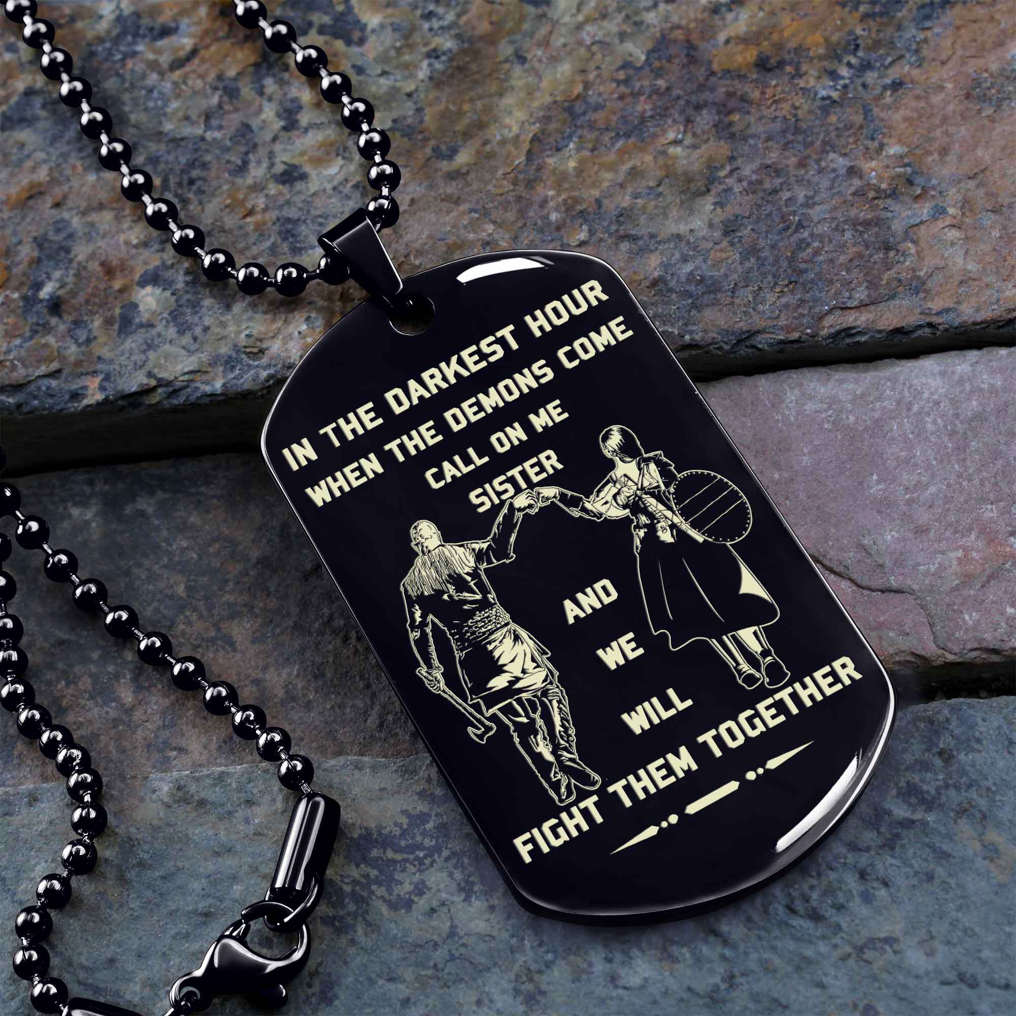 Brothers customizable engraved black dog tag double sided gift from brother, brother forever