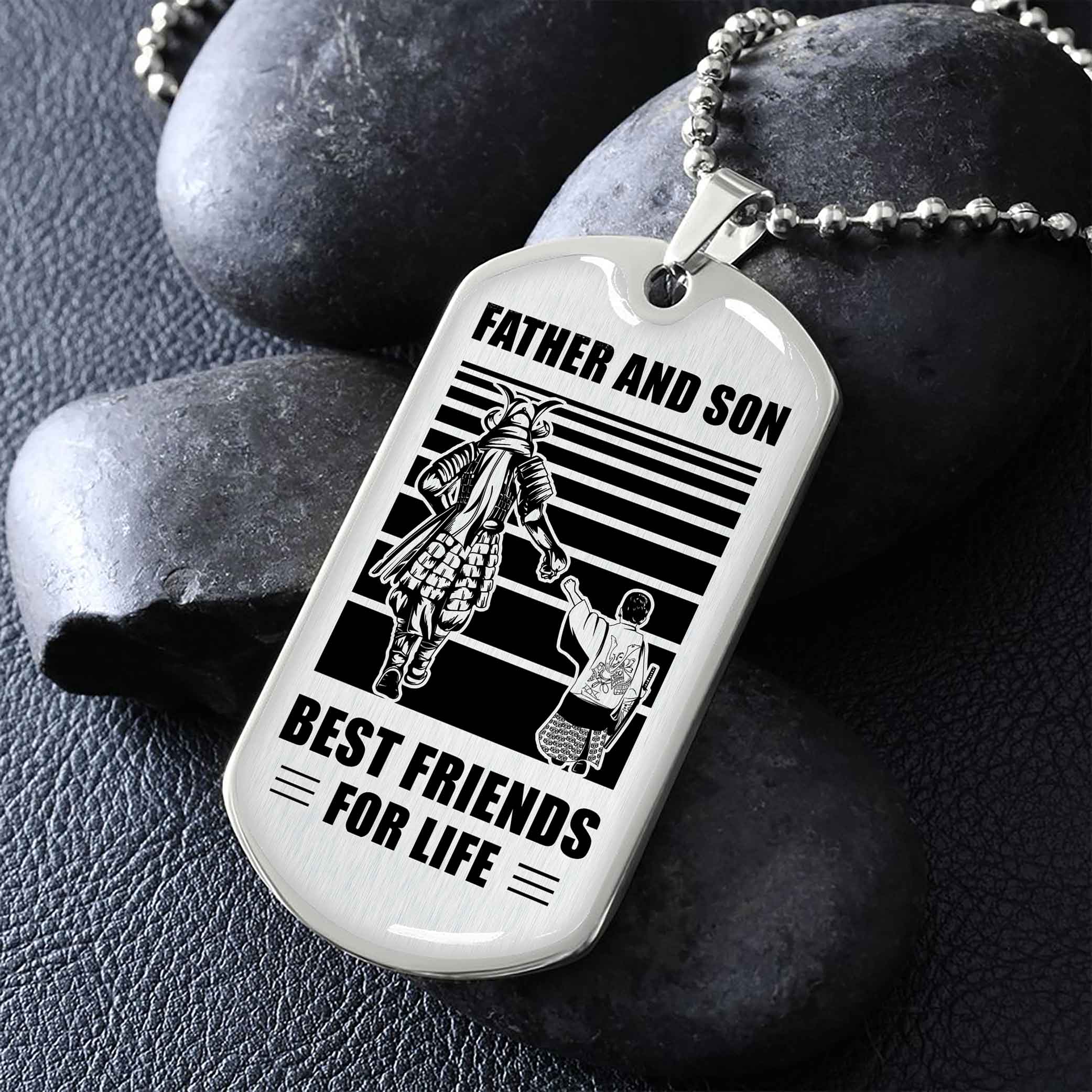 GK_GHL Military Chain Silver Plated 18K Gold Plated Father And Son Best Friend For Life Gift For Your Son