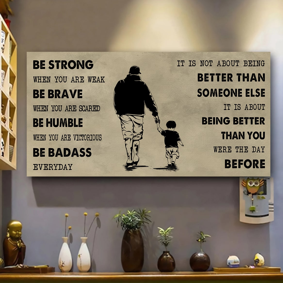 Baseball Poster Canvas From Dad To Son Be Strong When You Are Weak - It Is Not About Being Better Than Someone Else