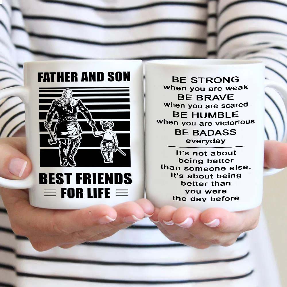 Basketball Be strong-Personalized Mug Father And Son Best Friends For Life - Message on the back side