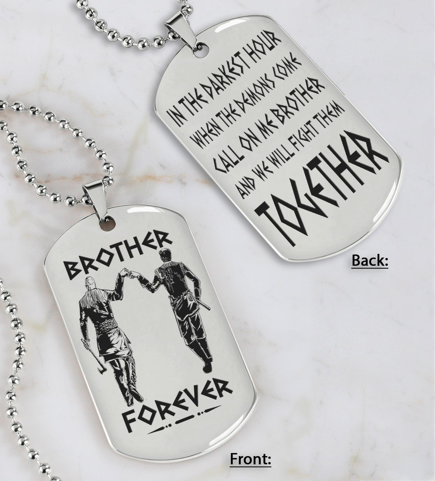 Brothers customizable engraved black dog tag double sided gift from brother, brother forever