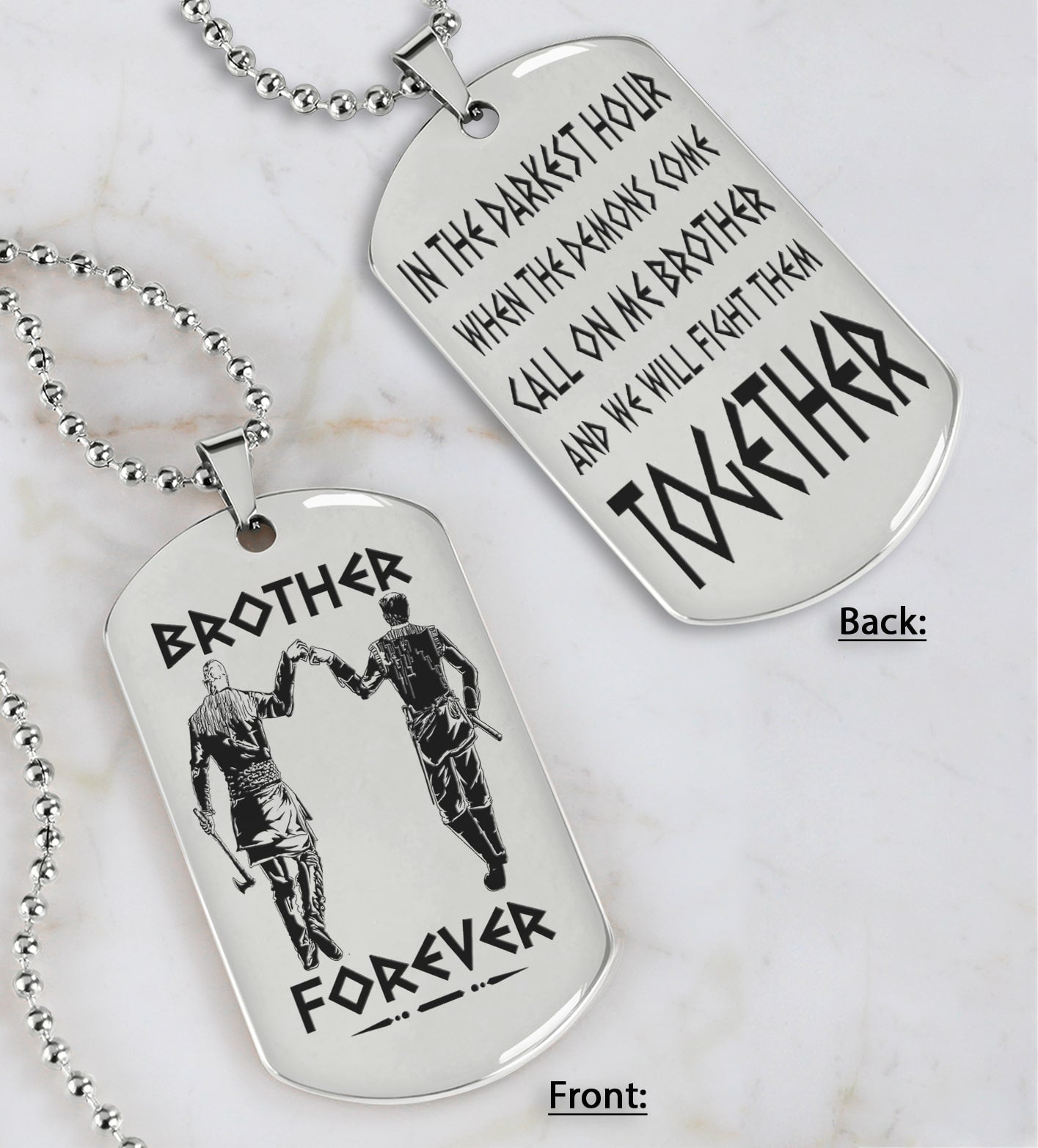 Vikings customizable engraved black dog tag double sided gift from brother, brother forever