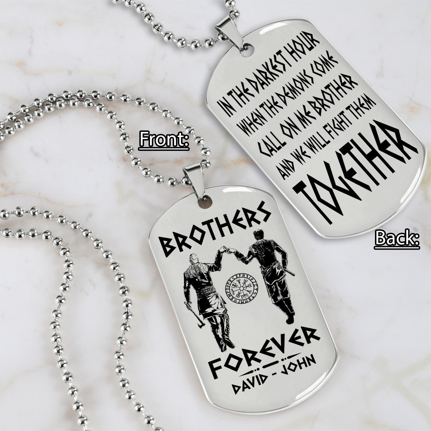 Brothers customizable engraved black dog tag double sided gift from brother, brother forever