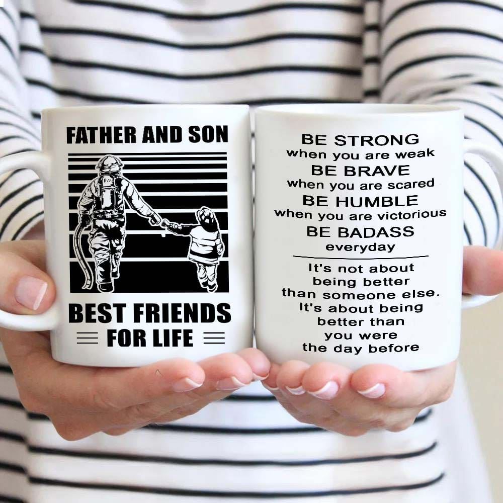 Soldier Be strong-Personalized Mug Father And Son Best Friends For Life - Message on the back side