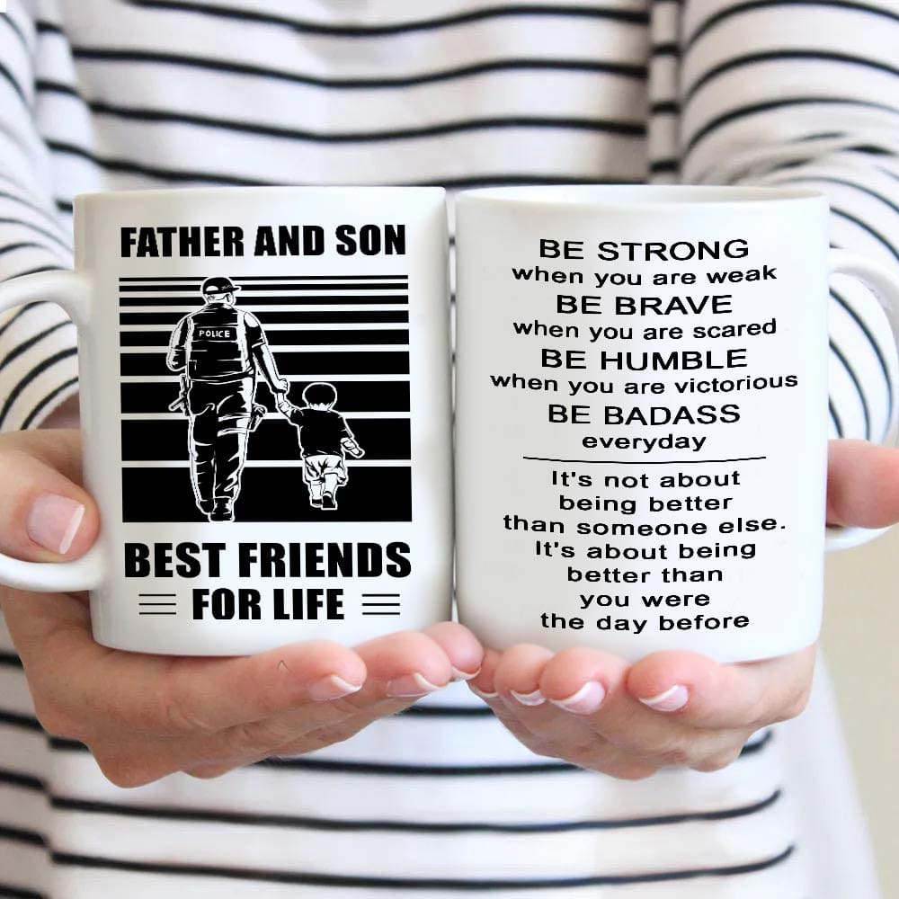 Basketball Be strong-Personalized Mug Father And Son Best Friends For Life - Message on the back side