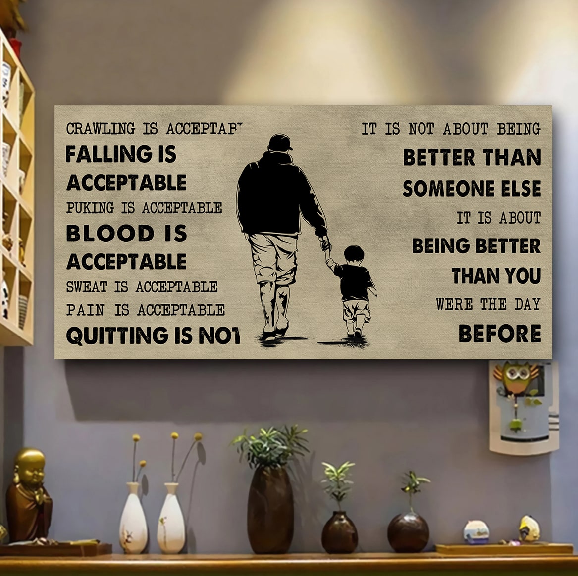 Soccer Poster Canvas From Dad To Son Quitting Is Not - It Is Not About Being Better Than Someone Else