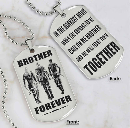 Samuraicustomizable engraved black dog tag double sided gift from brother, brother forever