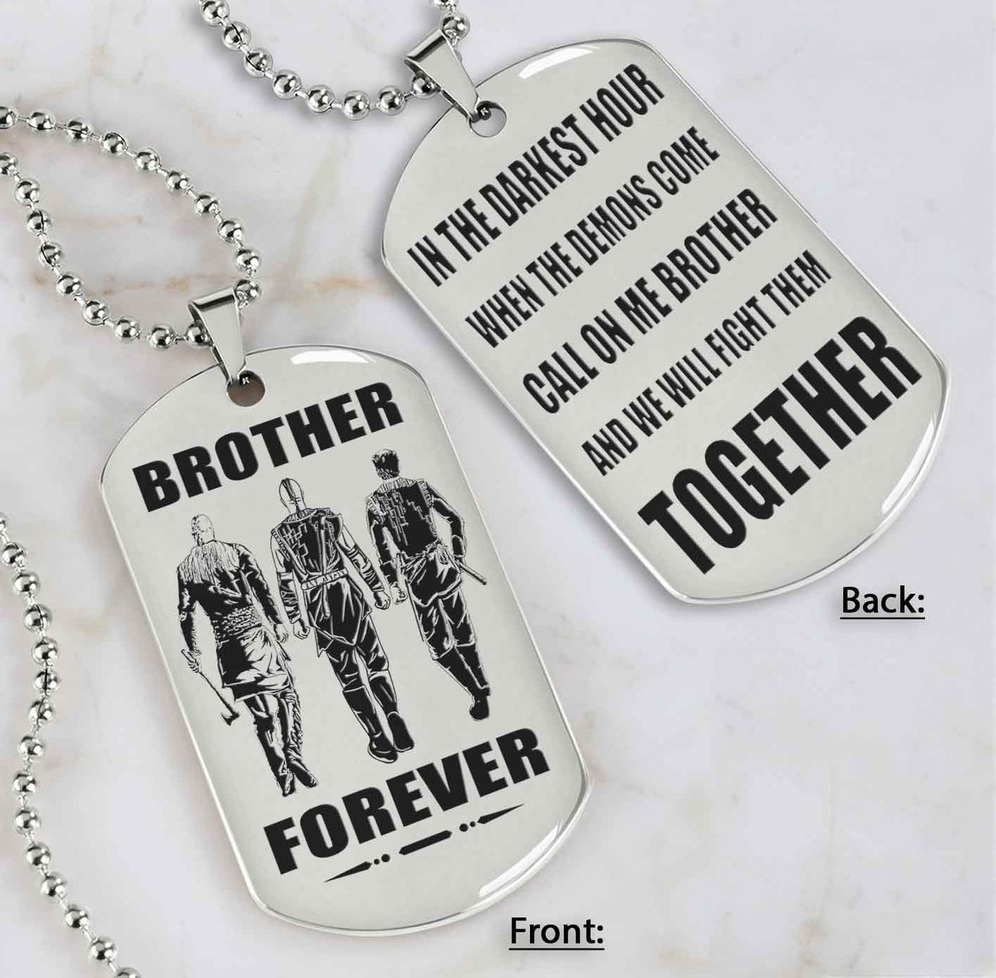 Brothers customizable engraved black dog tag double sided gift from brother, brother forever