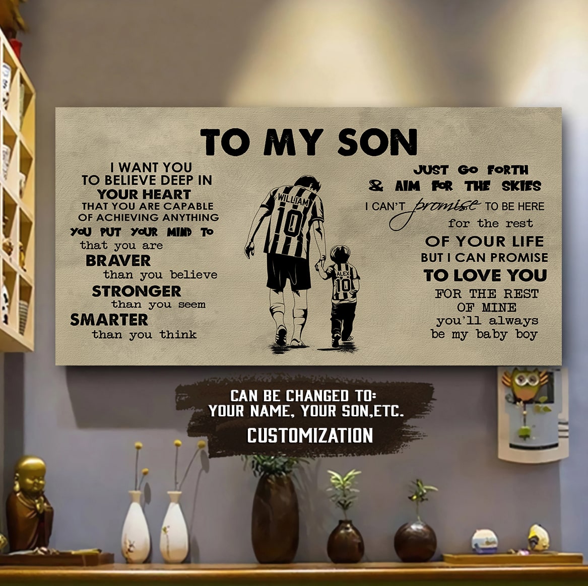 AMERICAN FOOTBALL TO MY SON- I WANT YOU TO BELIEVE- CANVAS POSTER