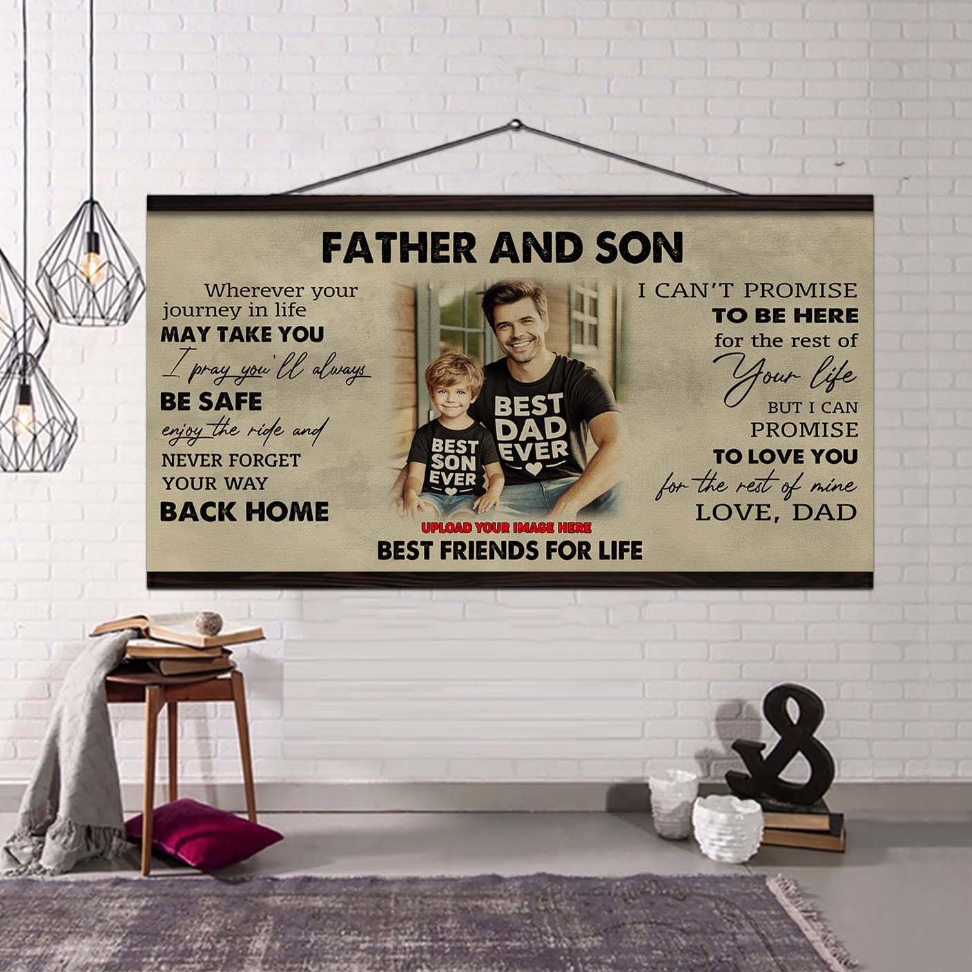 DRB Father And Son Best Friends For Life - Never Forget Your Way Back Home Poster Canvas Gift For Son From Father-Photo Upload