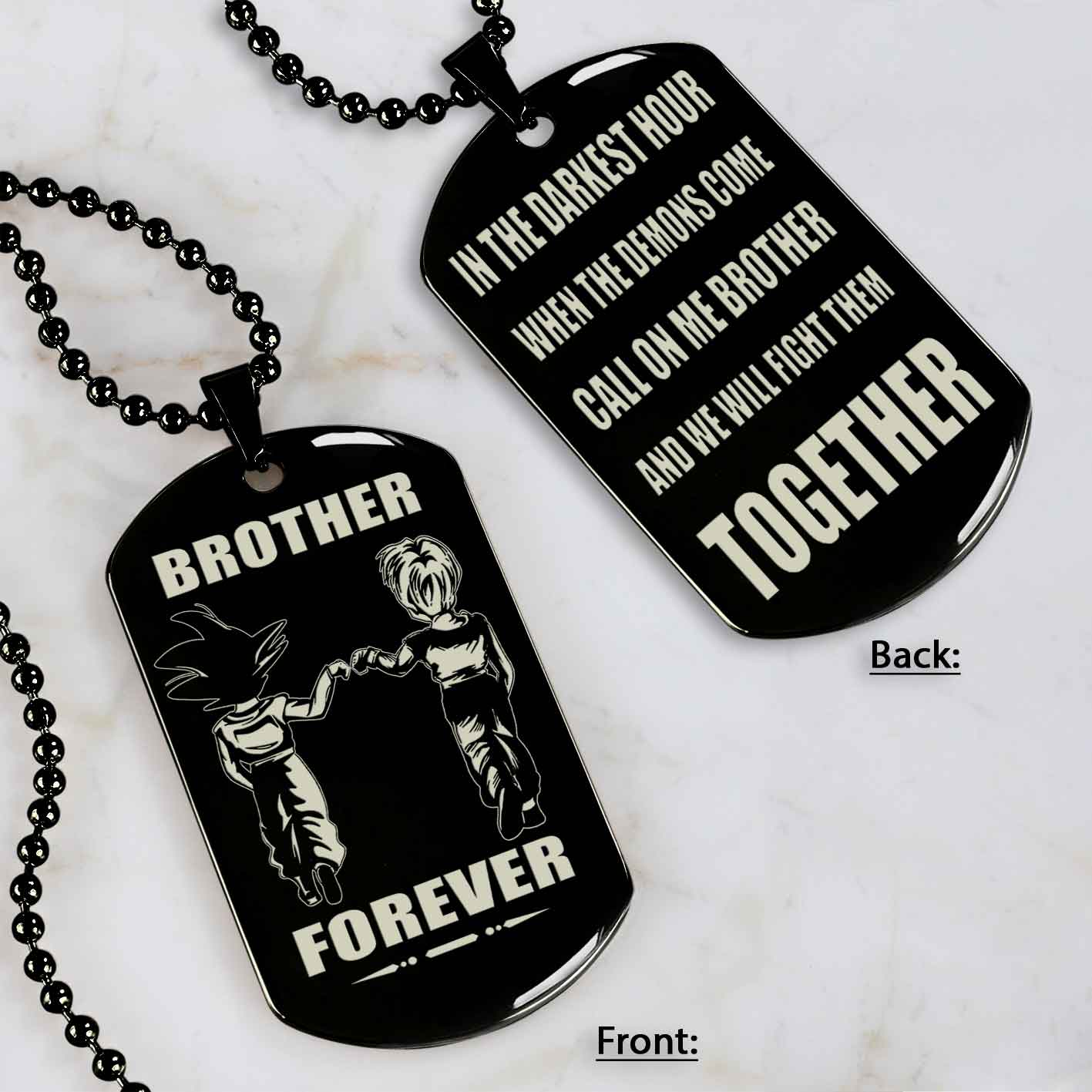 Brothers customizable engraved black dog tag double sided gift from brother, brother forever