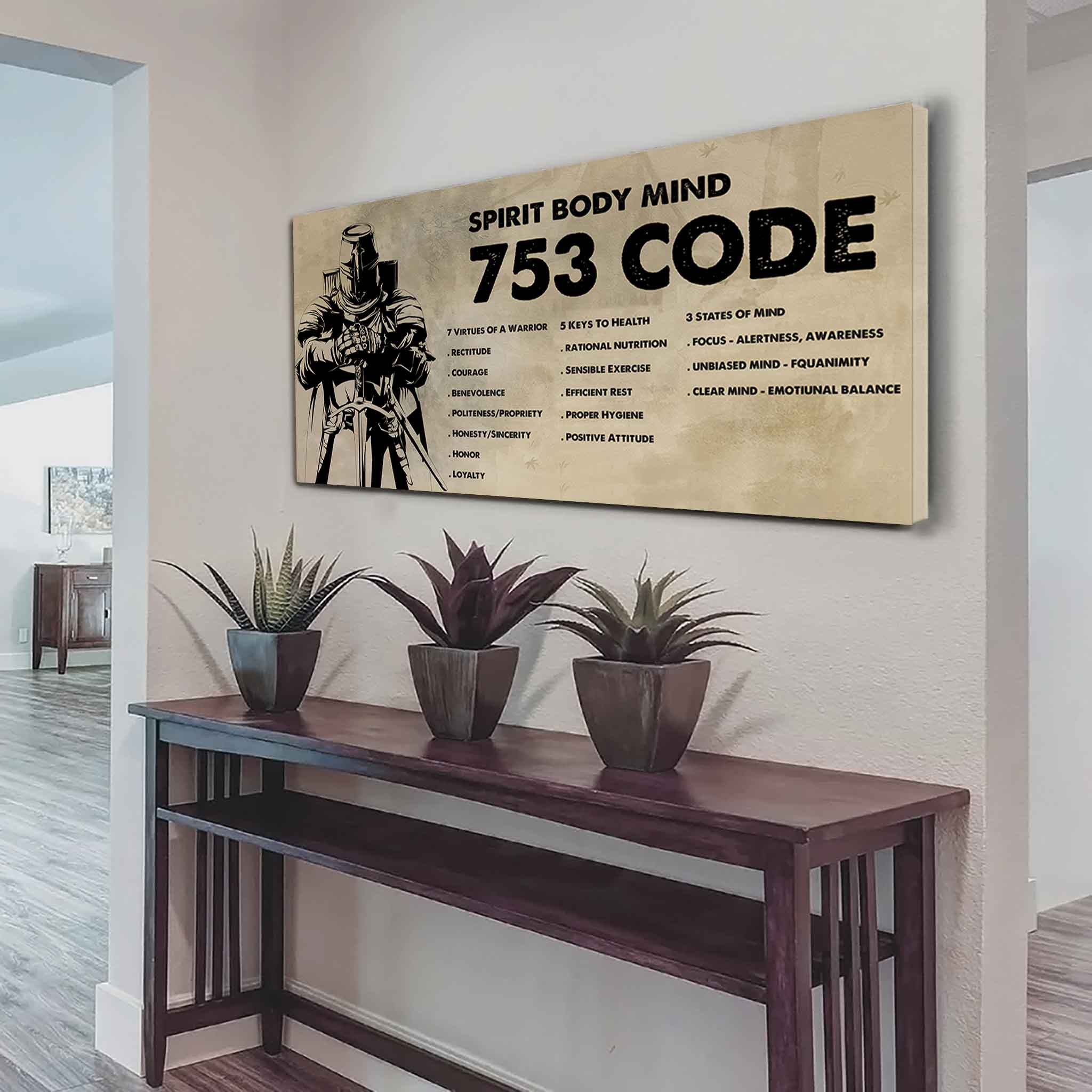 Spartan Poster Canvas 7 5 3 Code Motivation Quotes