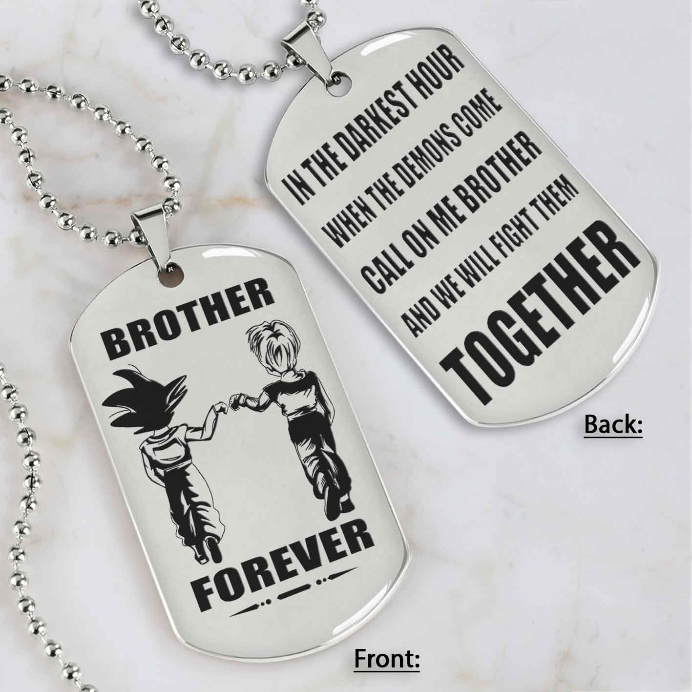 Brothers customizable engraved black dog tag double sided gift from brother, brother forever