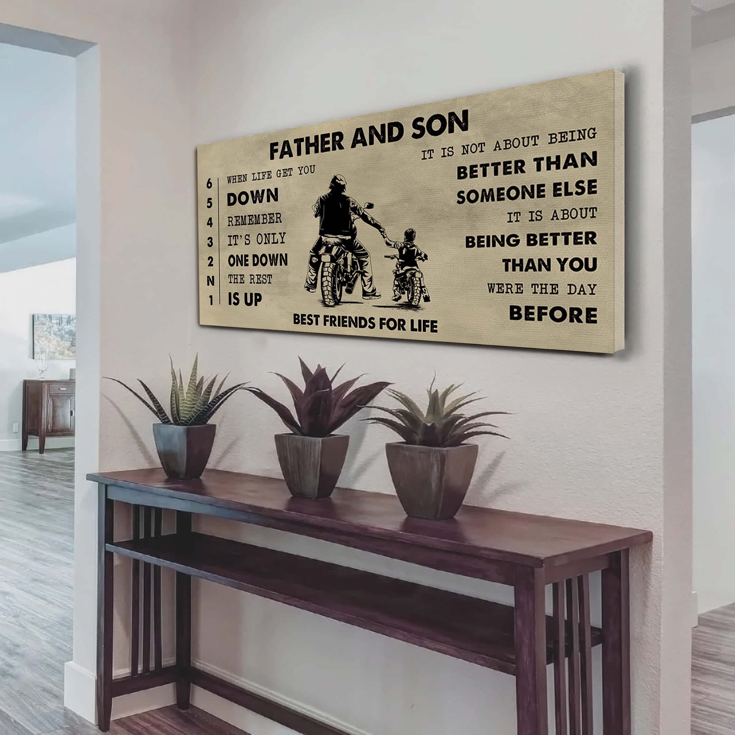 Biker Father And Daughter Best Friends For Life - Be Strong When You Are Weak Poster Canvas Gift For Daughter From Father-Photo Upload