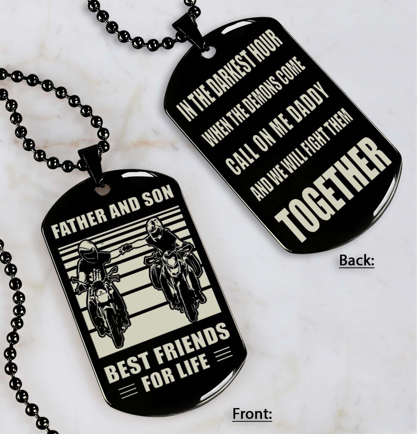 Samurai Personalized Double Sided Dog Tag Call On Me Daddy And We Will Fight Them Together Gifts For Your Dad, From Son To Dad