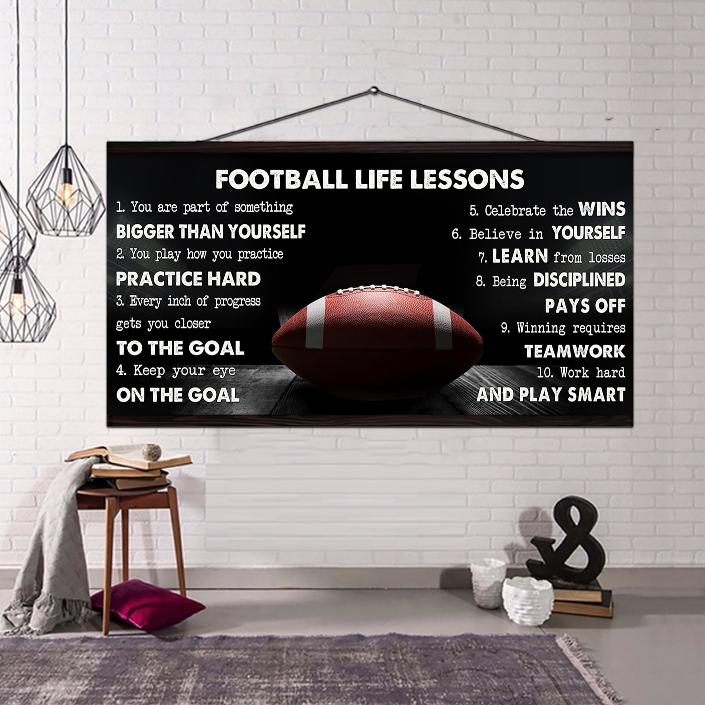 Sport Life Lesson Canvas Poster Wall Art Black Floating Frame