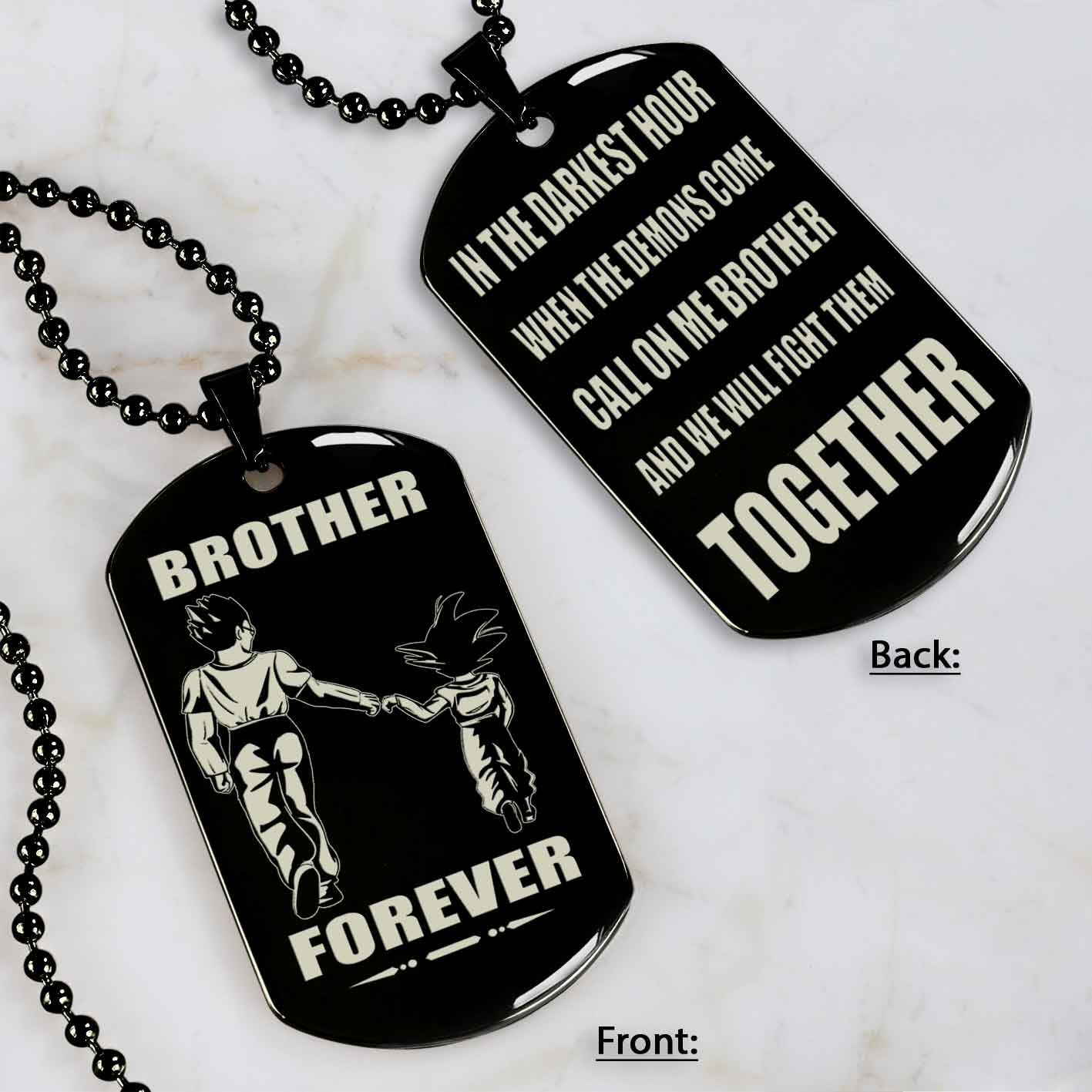 Brothers customizable engraved black dog tag double sided gift from brother, brother forever