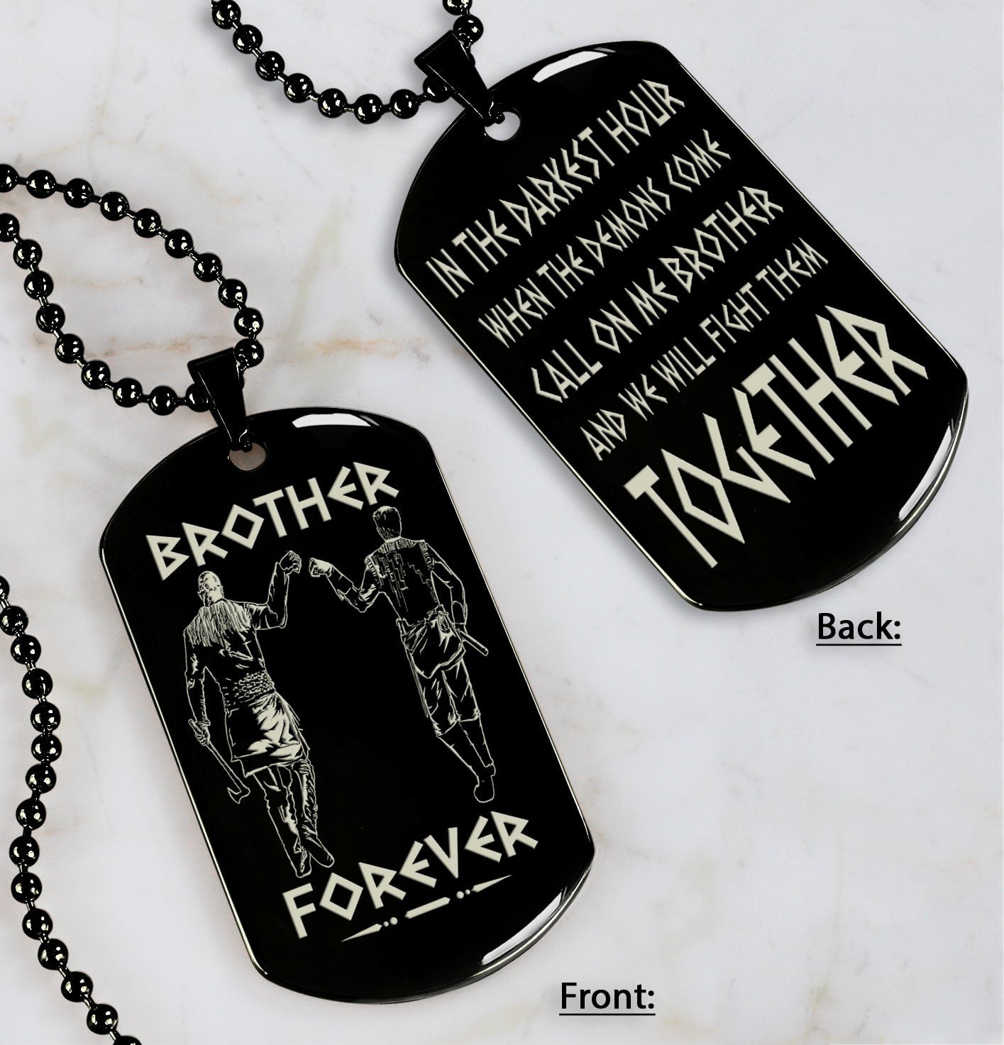 Brothers customizable engraved black dog tag double sided gift from brother, brother forever
