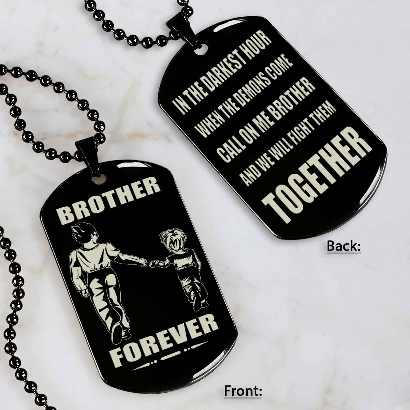 Brothers customizable engraved black dog tag double sided gift from brother, brother forever