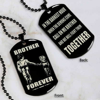 Samuraicustomizable engraved black dog tag double sided gift from brother, brother forever