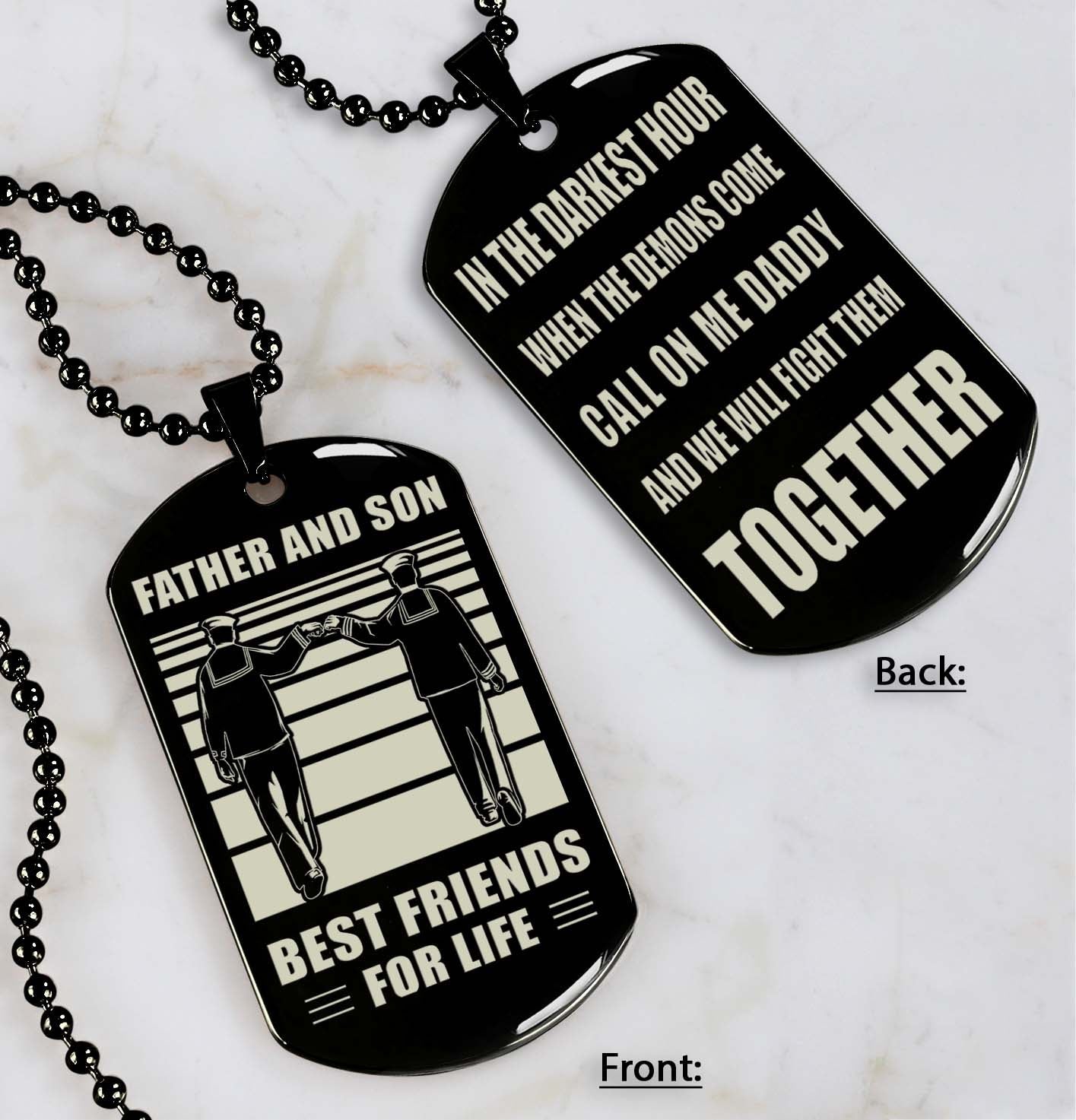 Samurai Personalized Double Sided Dog Tag Call On Me Daddy And We Will Fight Them Together Gifts For Your Dad, From Son To Dad