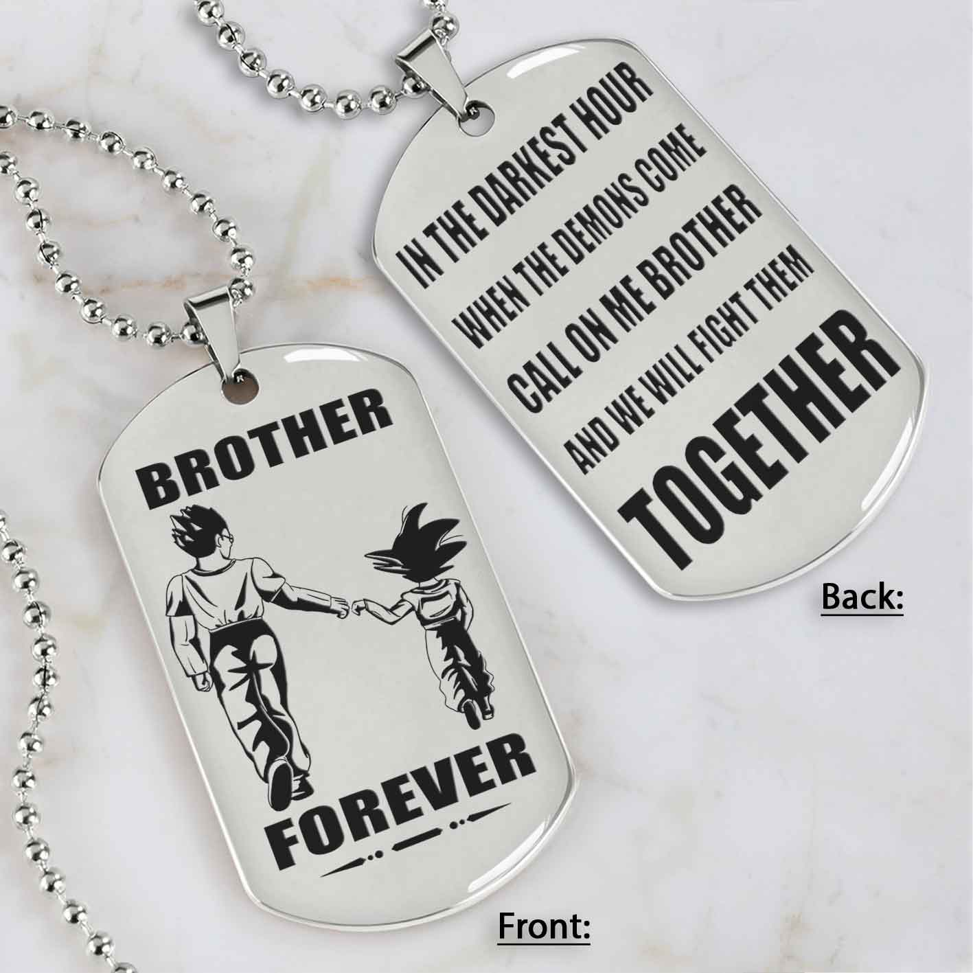Brothers customizable engraved black dog tag double sided gift from brother, brother forever