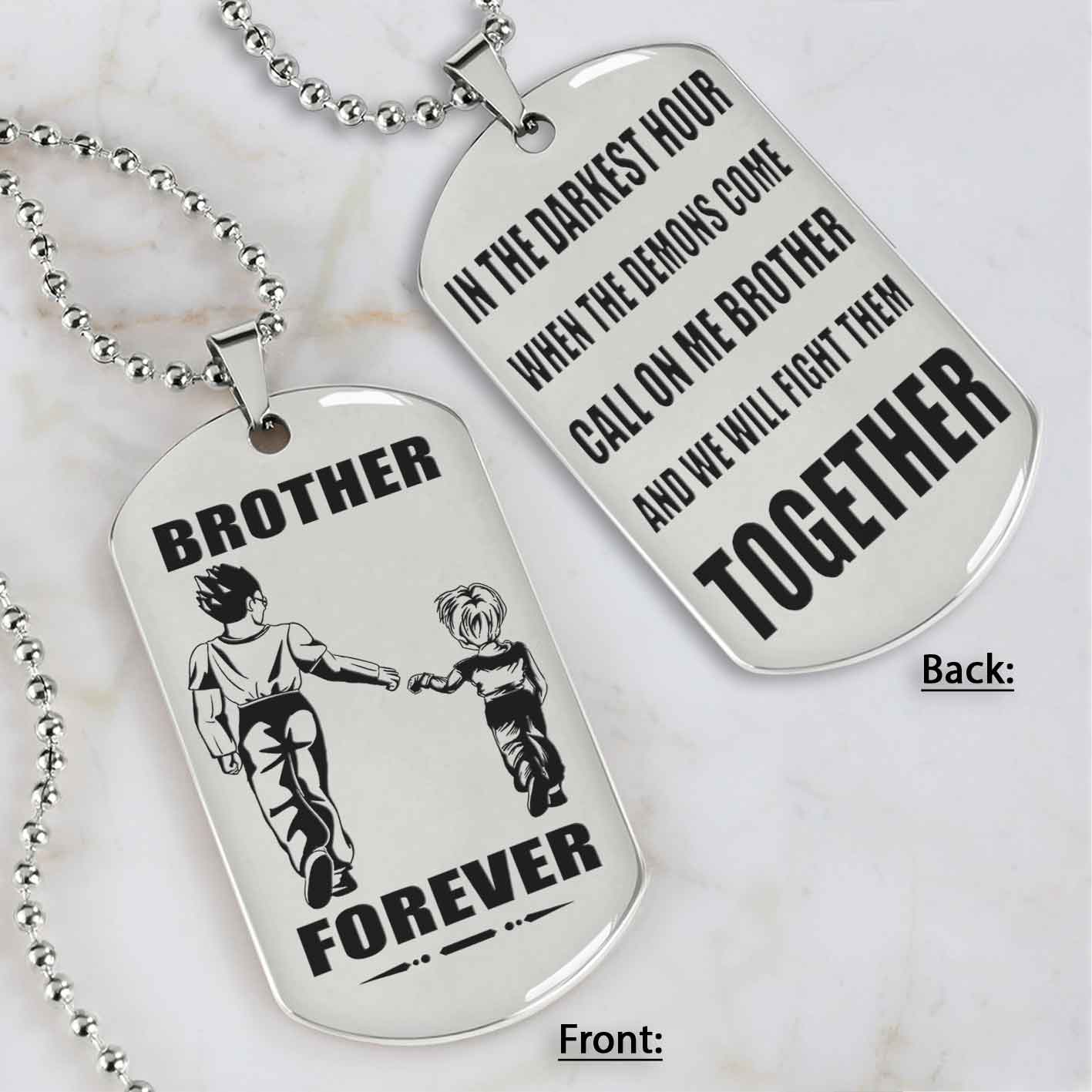 Brothers customizable engraved black dog tag double sided gift from brother, brother forever