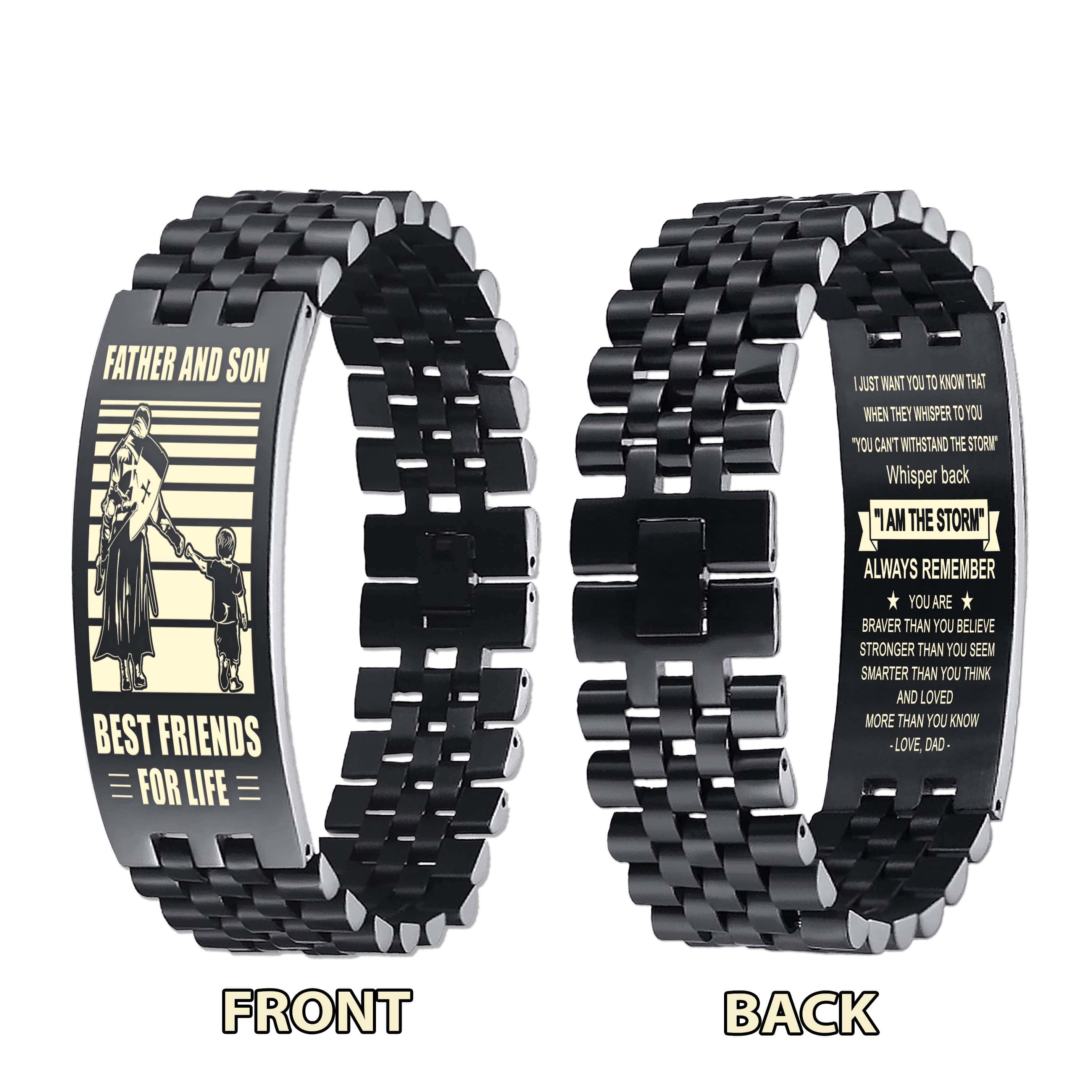 ANT Biker Personalized Double Sided Bracelet Father And Son Best Friends For Life - Message on the back side