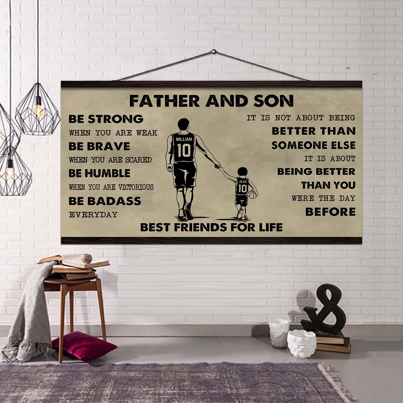 Sport-Family Father And Son Best Friends For Life - Be Strong When You Are Weak Poster Canvas Gift For Son From Father