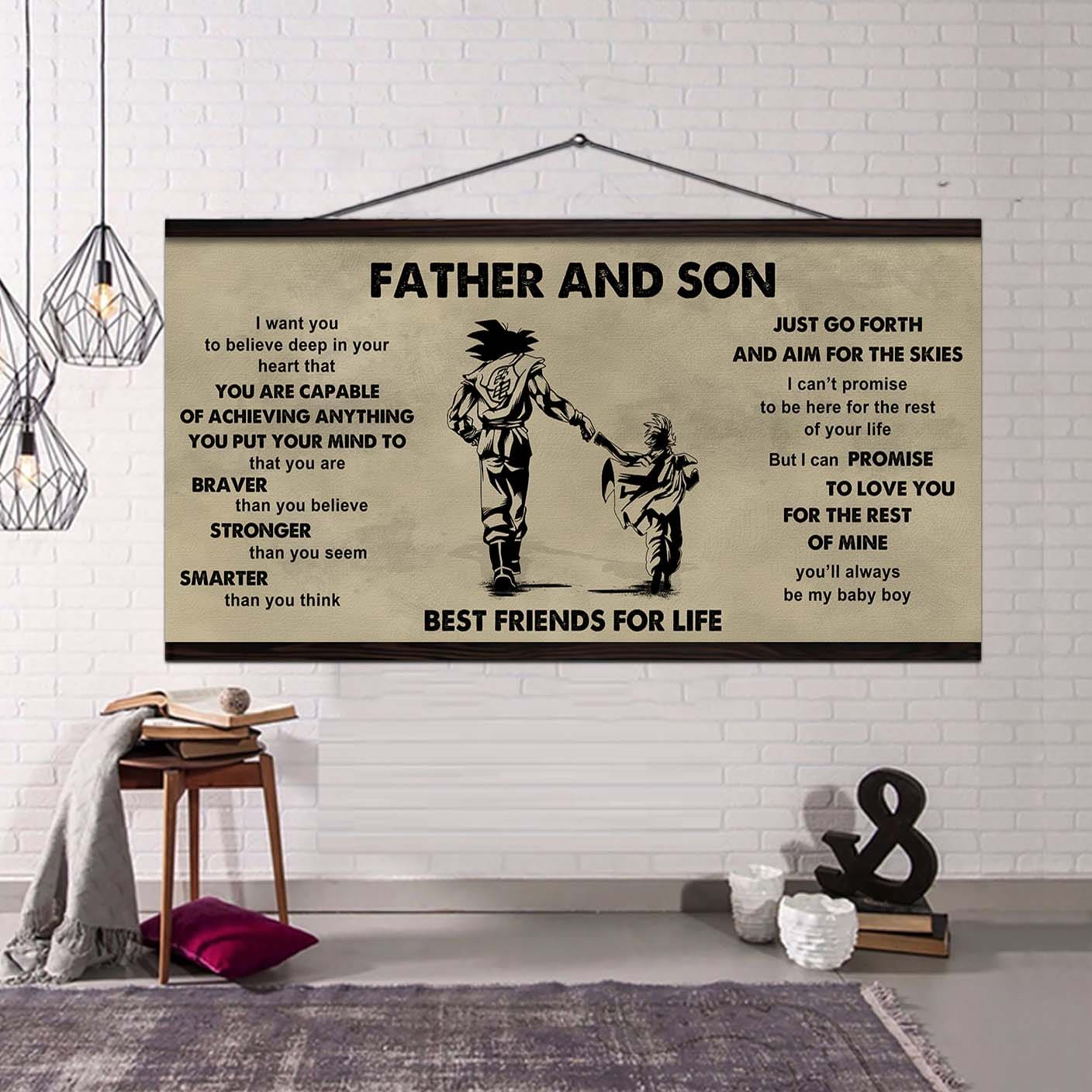 Family photo upload Father And Son Best Friends For Life  - That You Are Braver Than You Believe Poster Canvas Gift For Son From Father