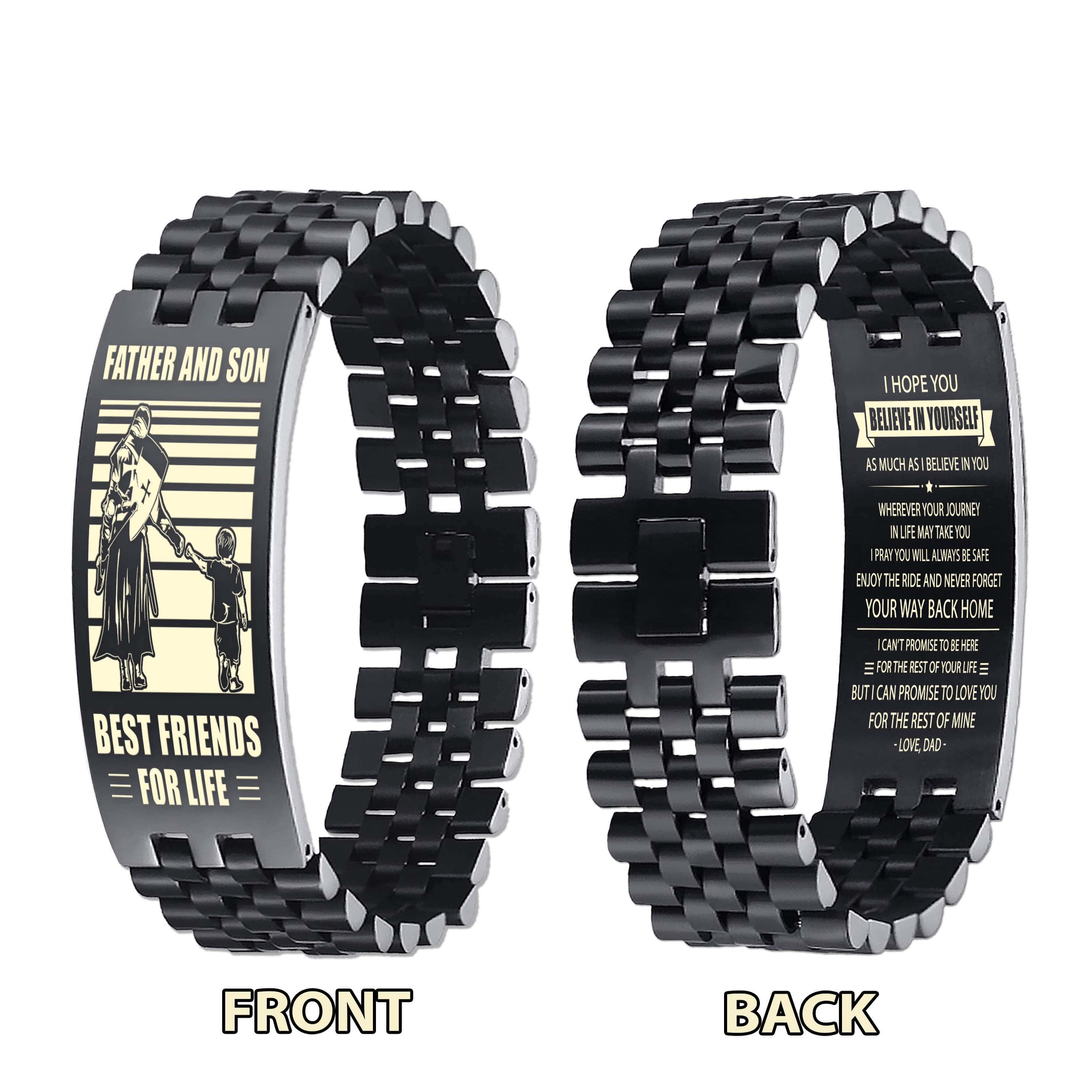 ANT Spartan Personalized Double Sided Bracelet Father And Son Best Friends For Life - Message on the back side