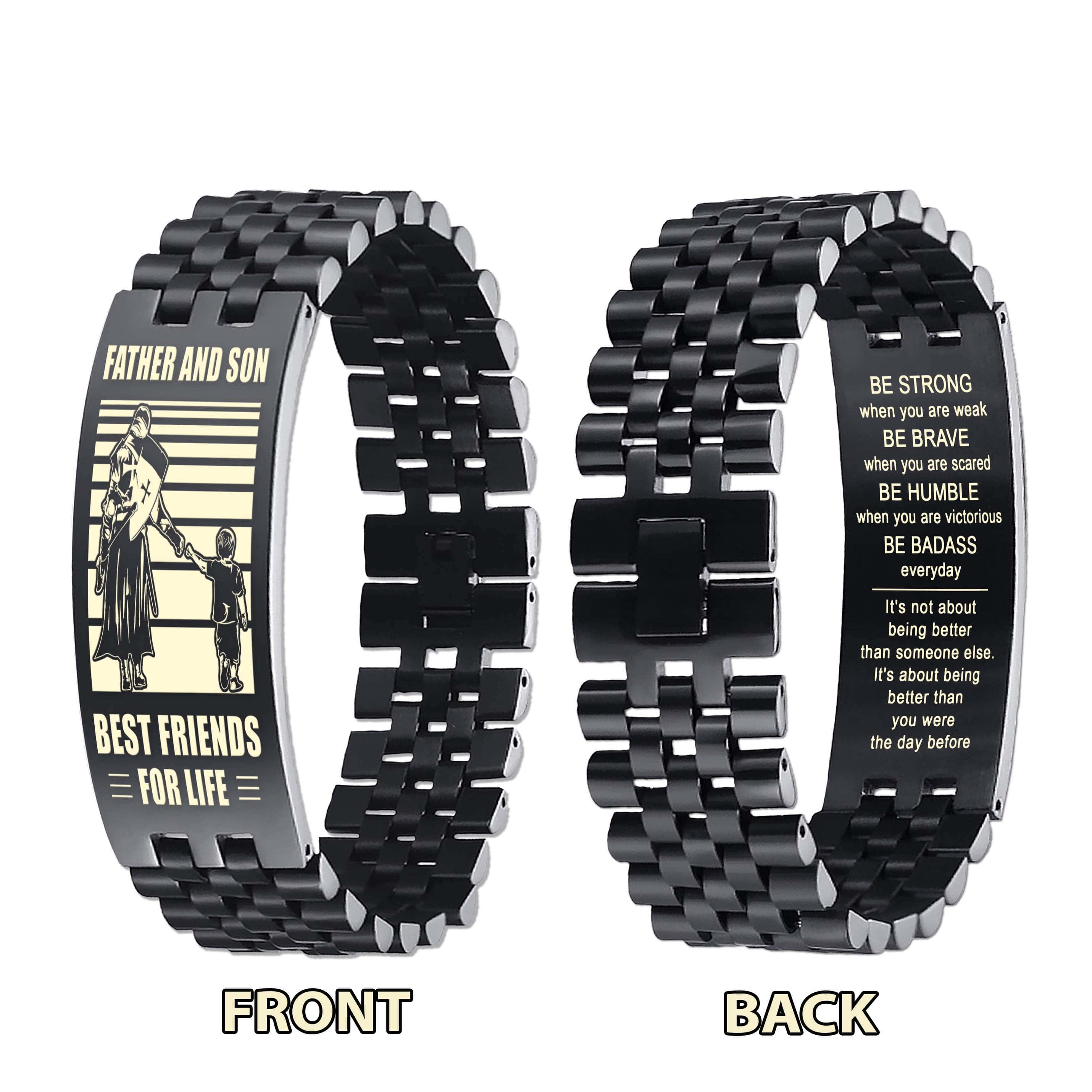 NVL Vikings Personalized Double Sided Bracelet Father And Son Best Friends For Life - Message on the back side