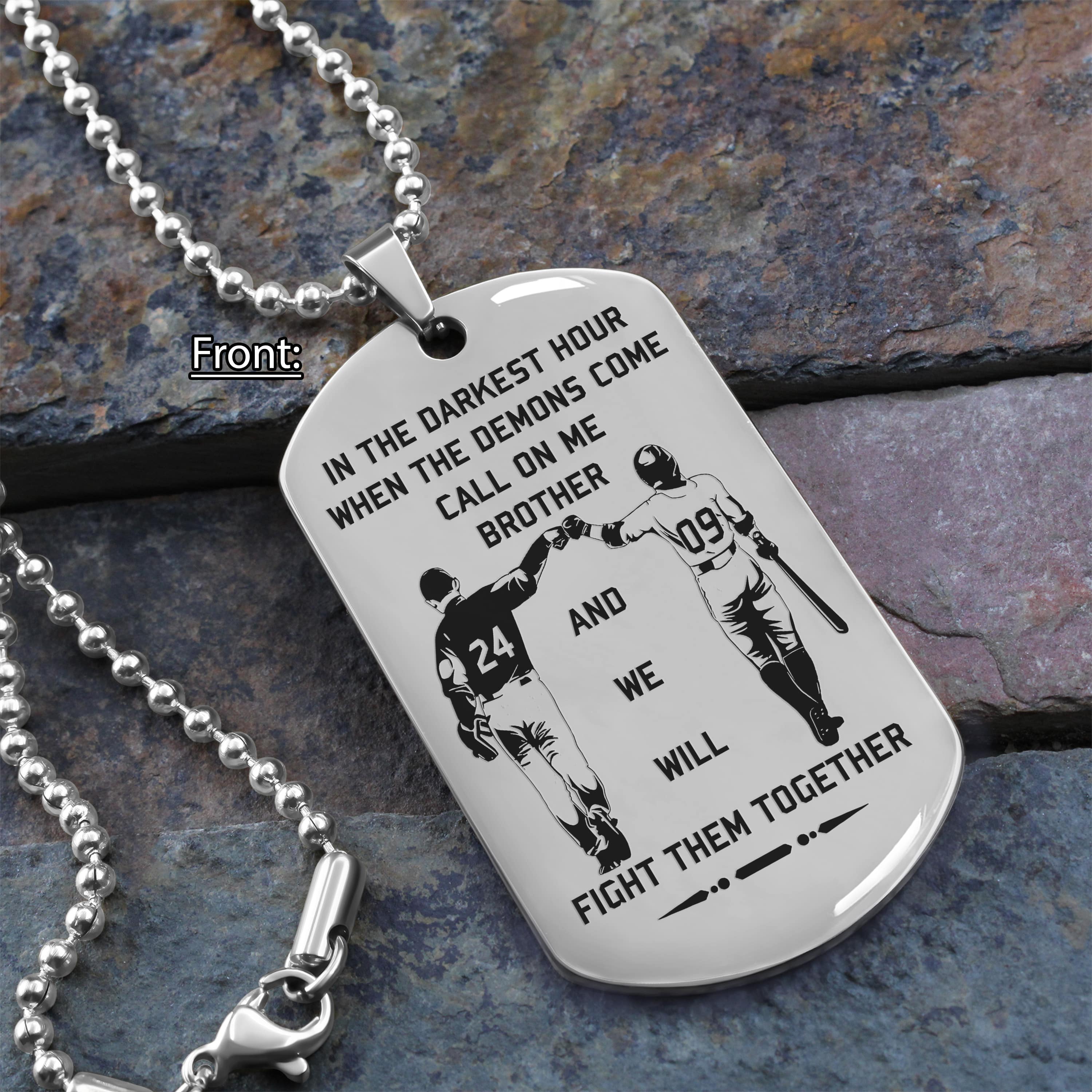 Biker customizable engraved black dog tag double sided gift from brother, brother forever