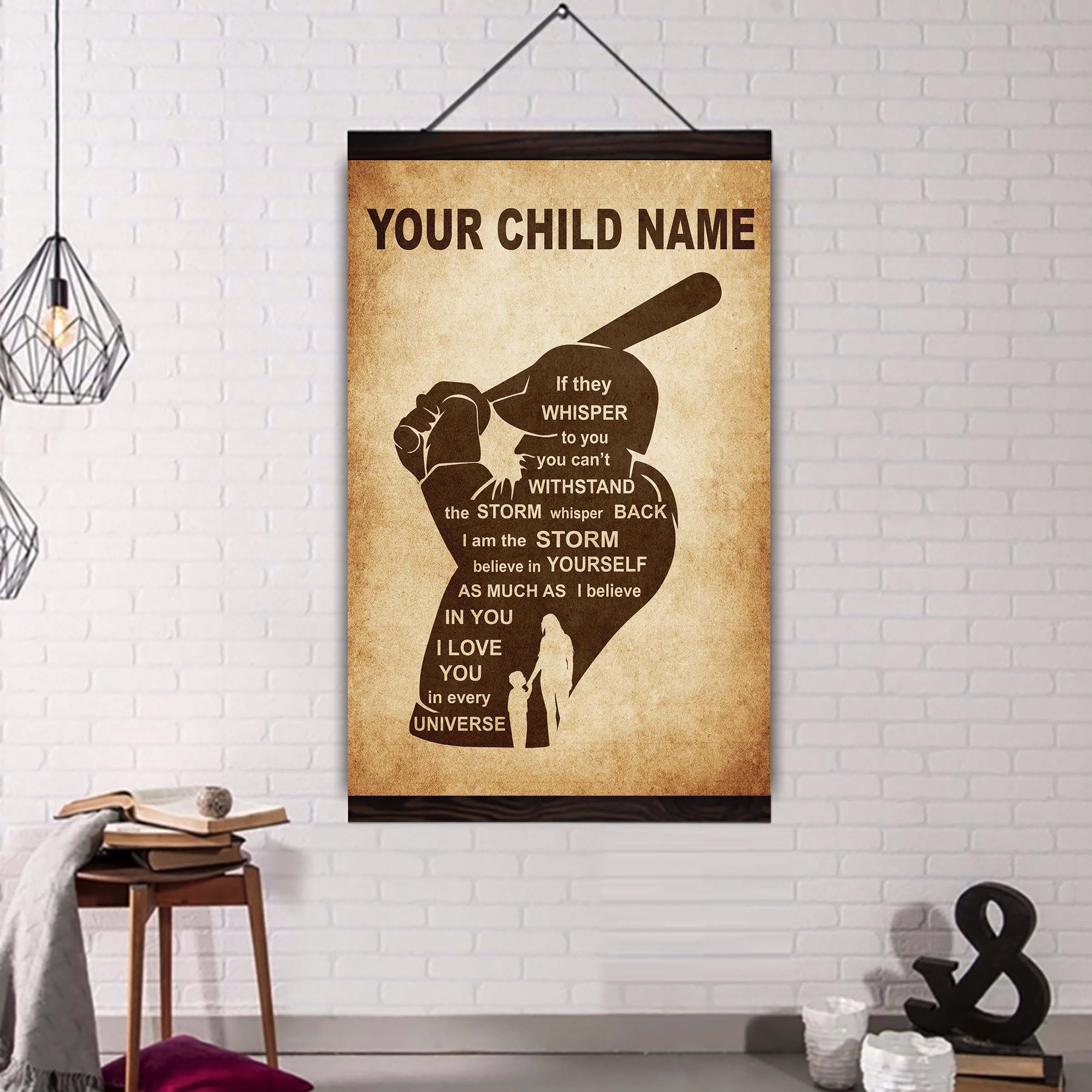 Personalized Your Child Name From Mom To Son Basketball Poster Canvas If They Whisper To You - I Love You In Every Universe