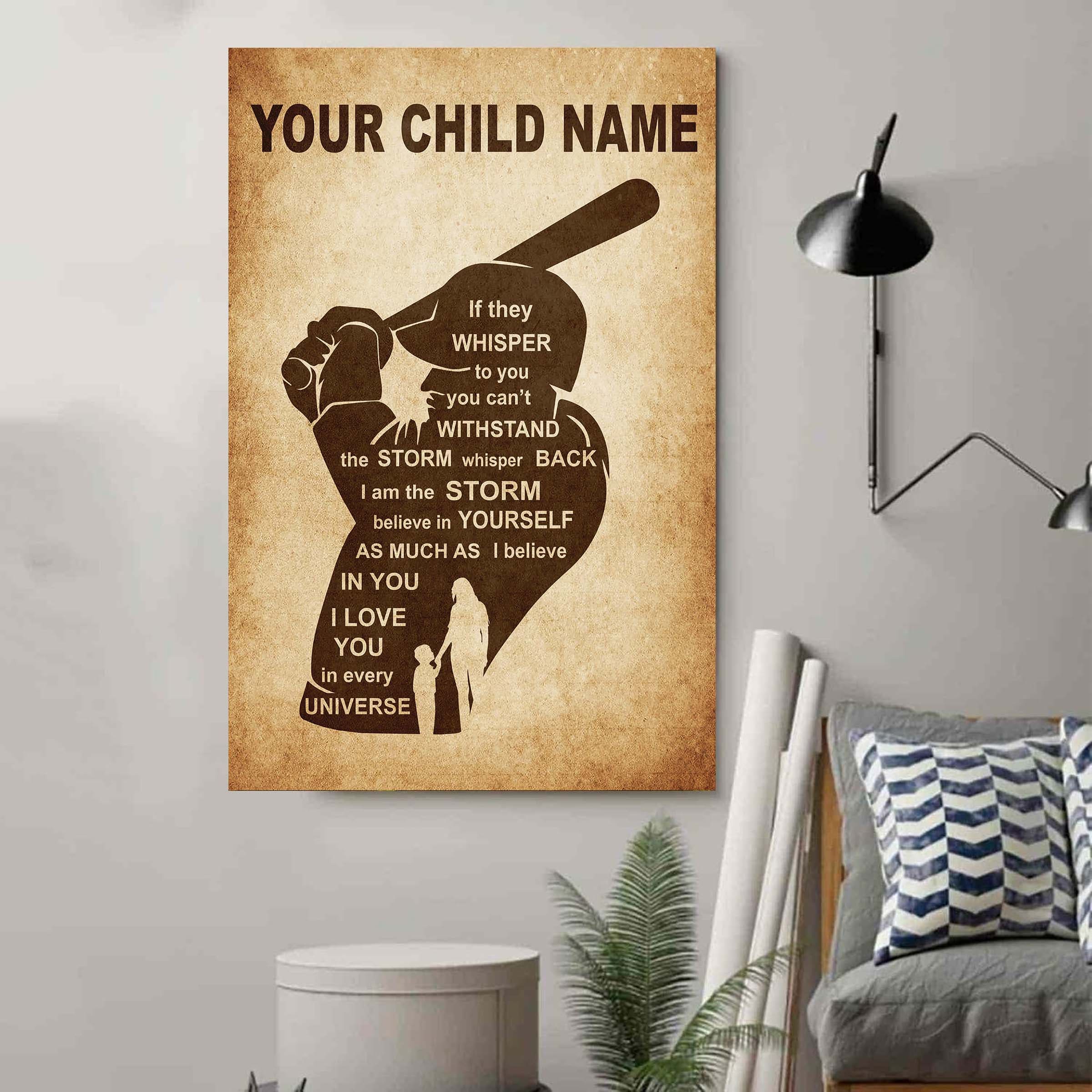 Personalized Your Child Name From Mom To Son Basketball Poster Canvas If They Whisper To You - I Love You In Every Universe