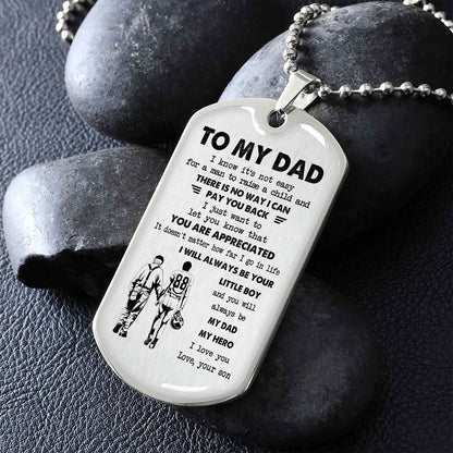 Viking Millitary Chain 18K Gold Plated To My Dad I Know It's Not Easy - I Will Always Be Your Little Boy Gift From Son To Dad Father's Day Gift