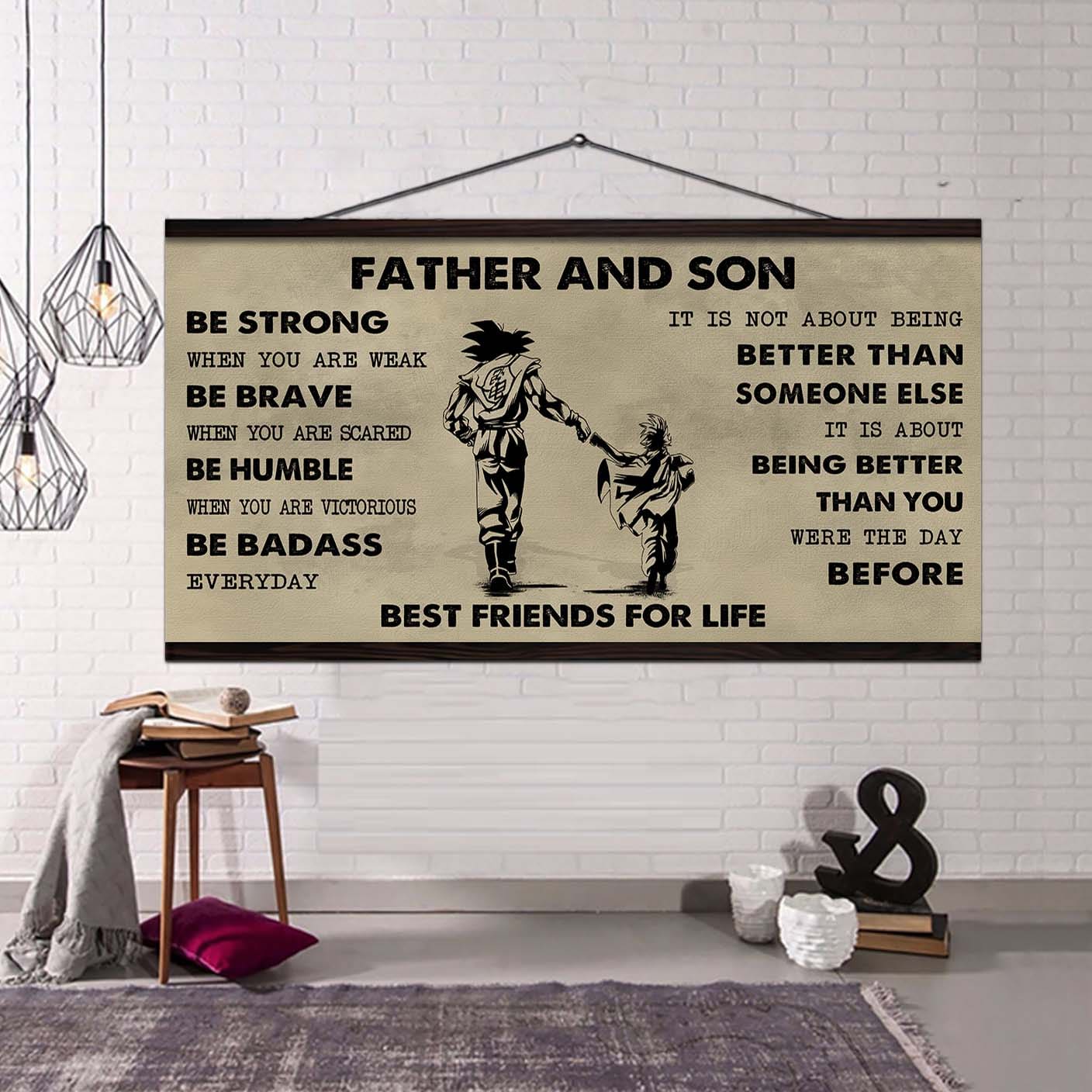 Biker Father And Son Best Friends For Life - Be Strong When You Are Weak Poster Canvas Gift For Son From Father