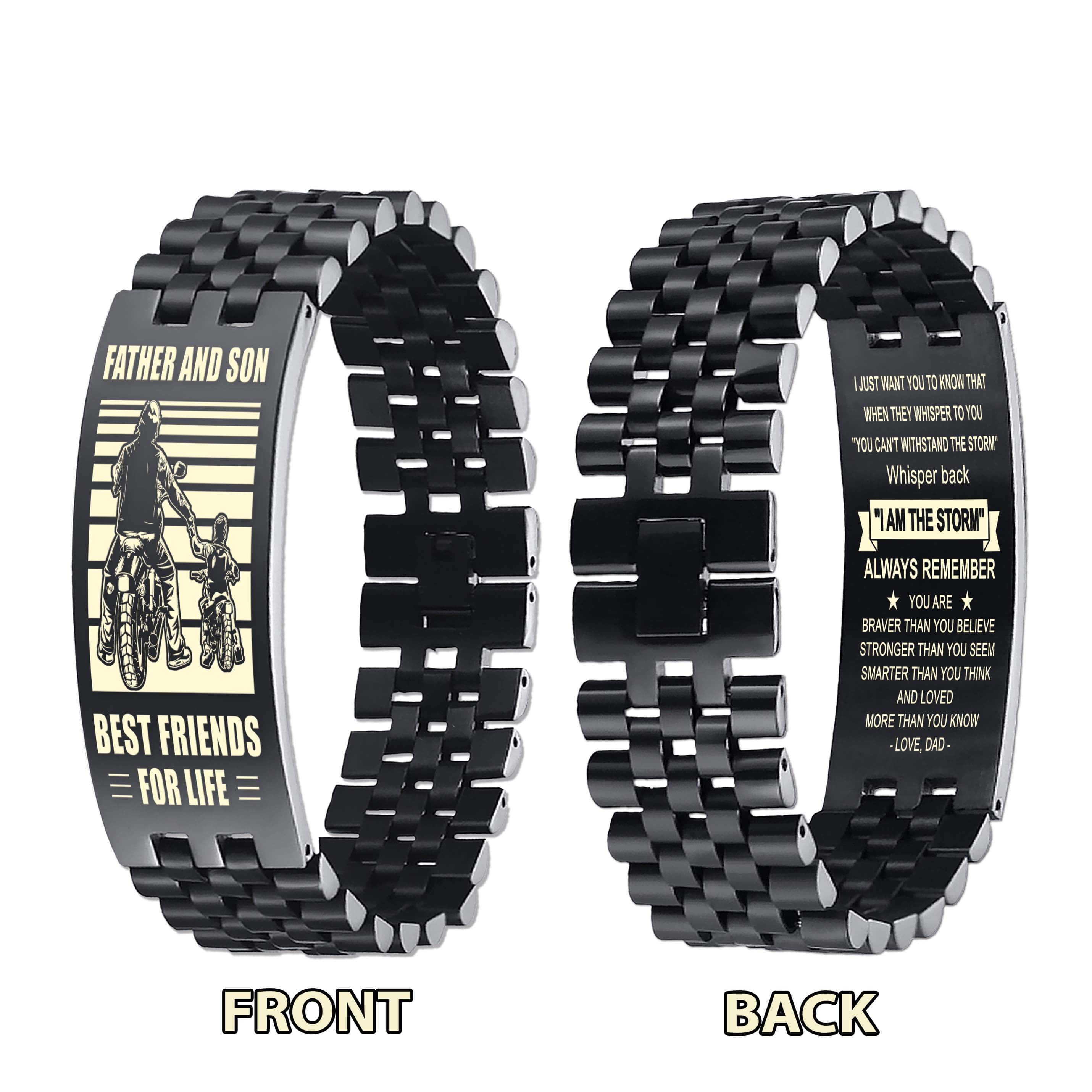 NVL Vikings Personalized Double Sided Bracelet Father And Son Best Friends For Life - Message on the back side