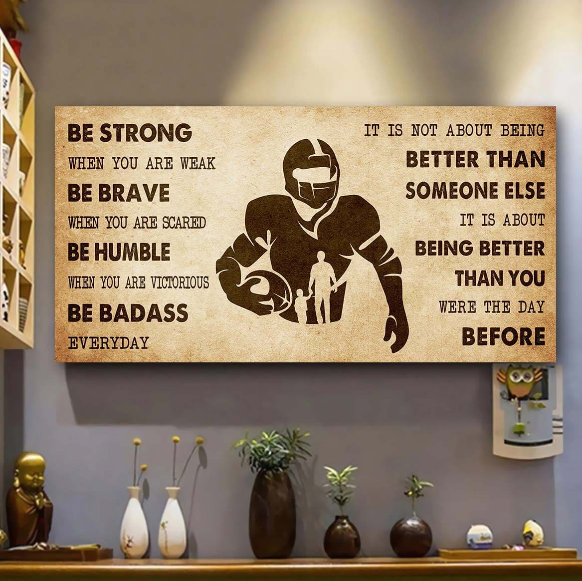 Basketball Poster Canvas From Dad To Son It Is Not About Being Better Than Someone Else - Be Strong When You Are Weak Be Badass Everyday