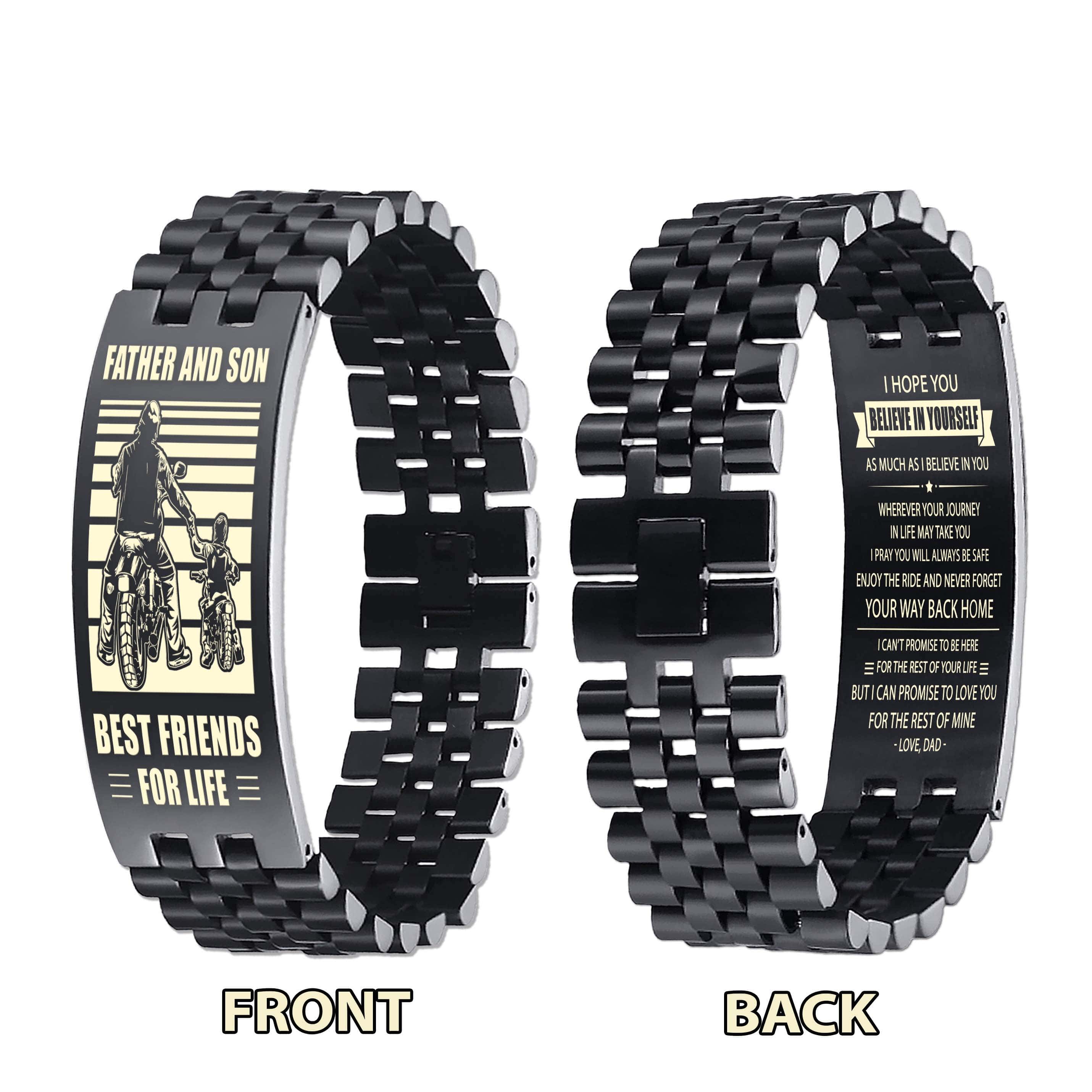 ANT Spartan Personalized Double Sided Bracelet Father And Son Best Friends For Life - Message on the back side