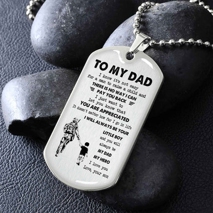 Viking Millitary Chain 18K Gold Plated To My Dad I Know It's Not Easy - I Will Always Be Your Little Boy Gift From Son To Dad Father's Day Gift