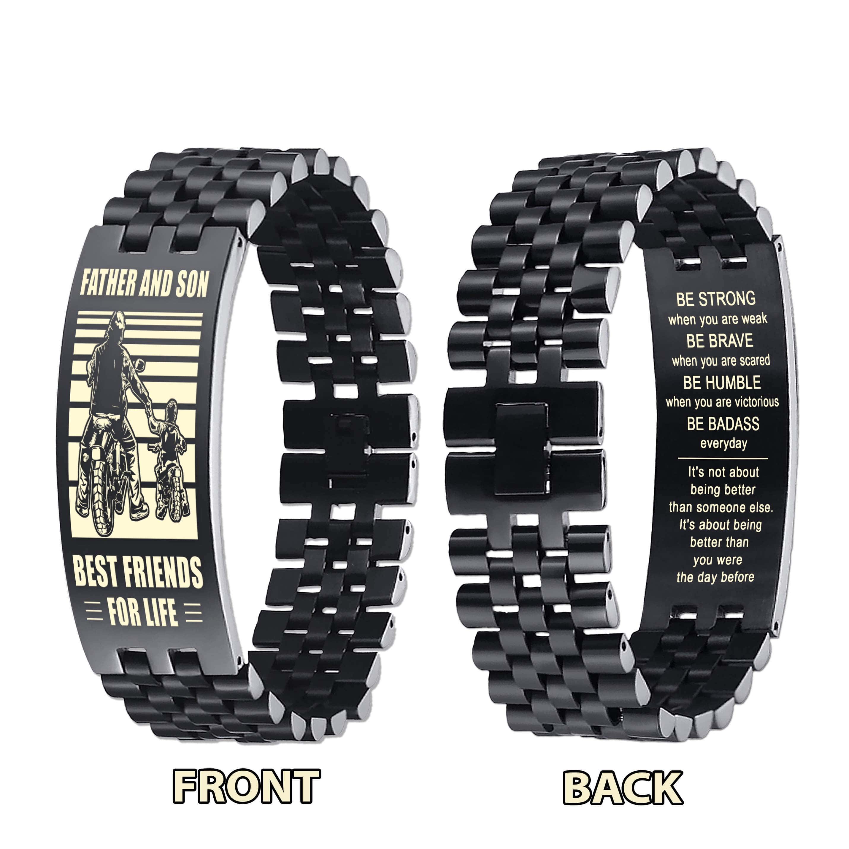 ANT Personalized Double Sided Bracelet Father And Son Best Friends For Life - Message on the back side