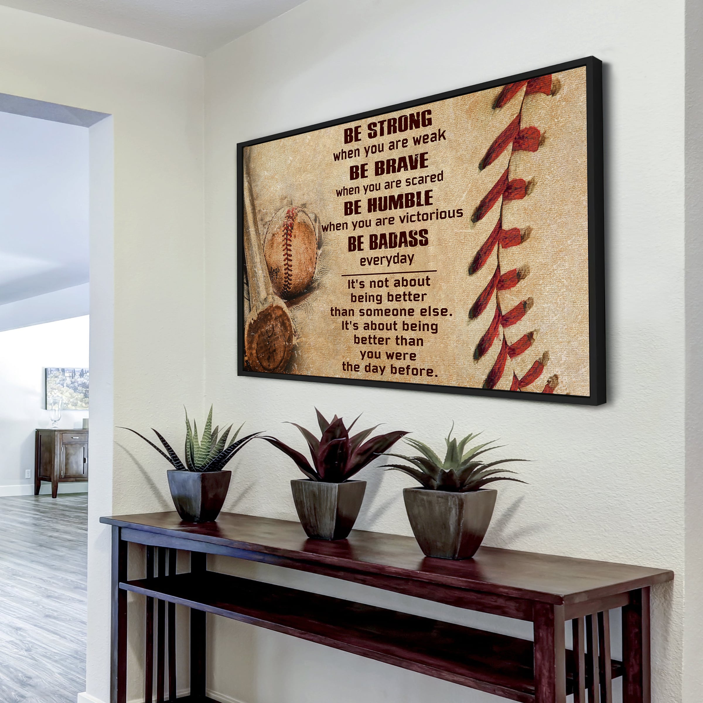 Customizable baseball poster canvas - It is not about better than someone else, It is about being better than you were the day before