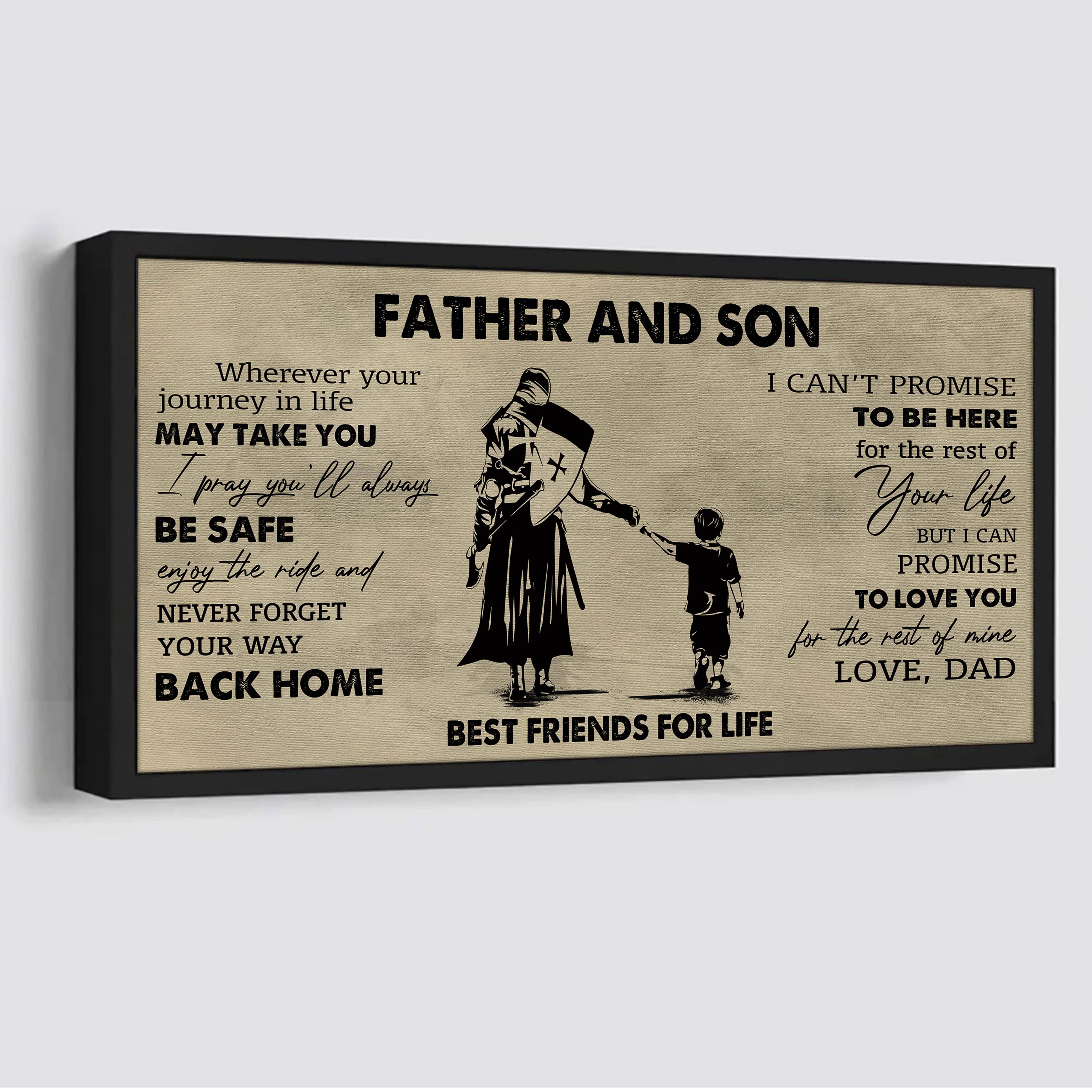 DRB Father And Son Best Friends For Life - Never Forget Your Way Back Home Poster Canvas Gift For Son From Father-Photo Upload