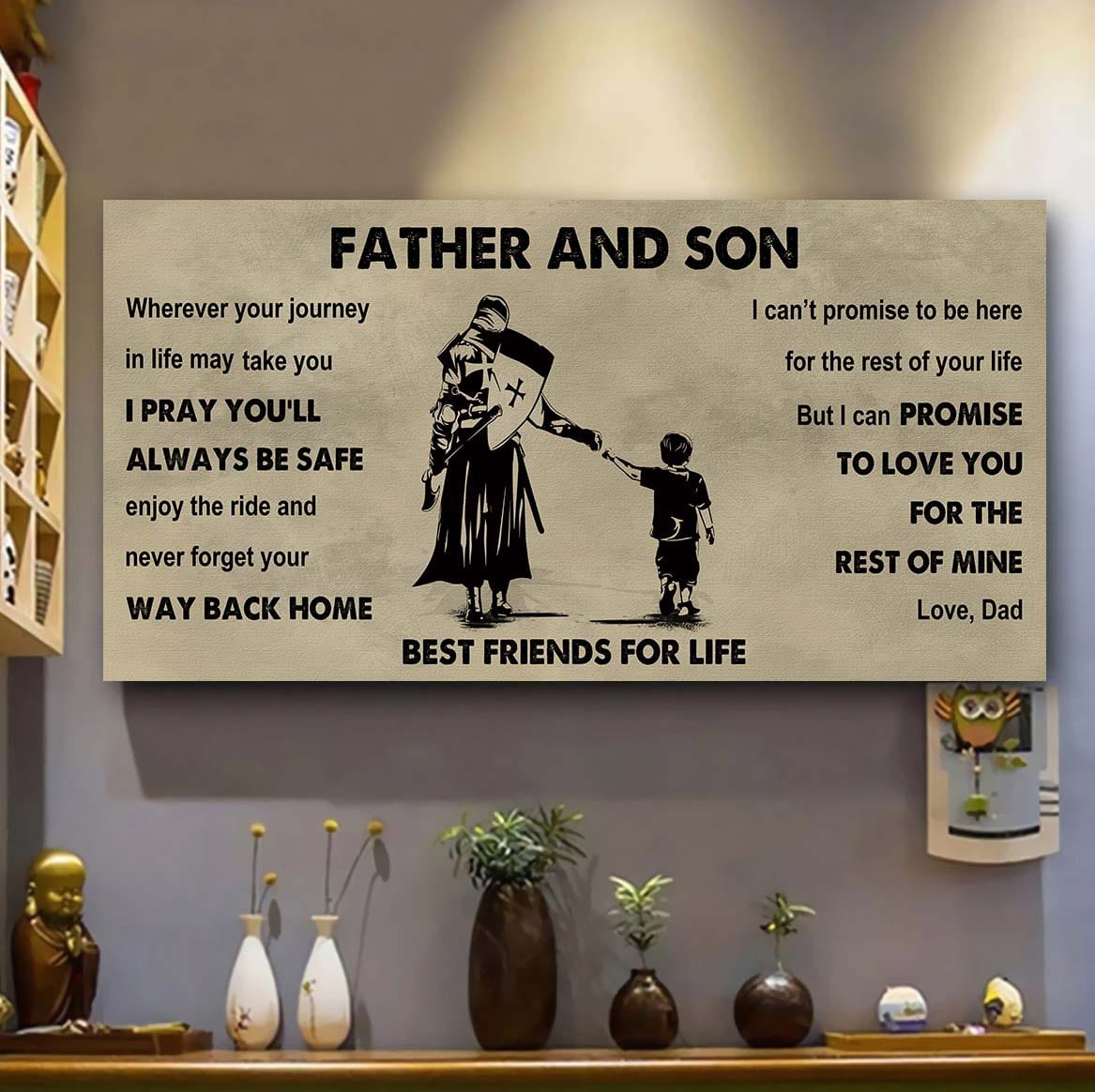 Biker Father And Son Best Friends For Life - Ver 2 Never Forget Your Way Back Home Poster Canvas Gift For Son From Father