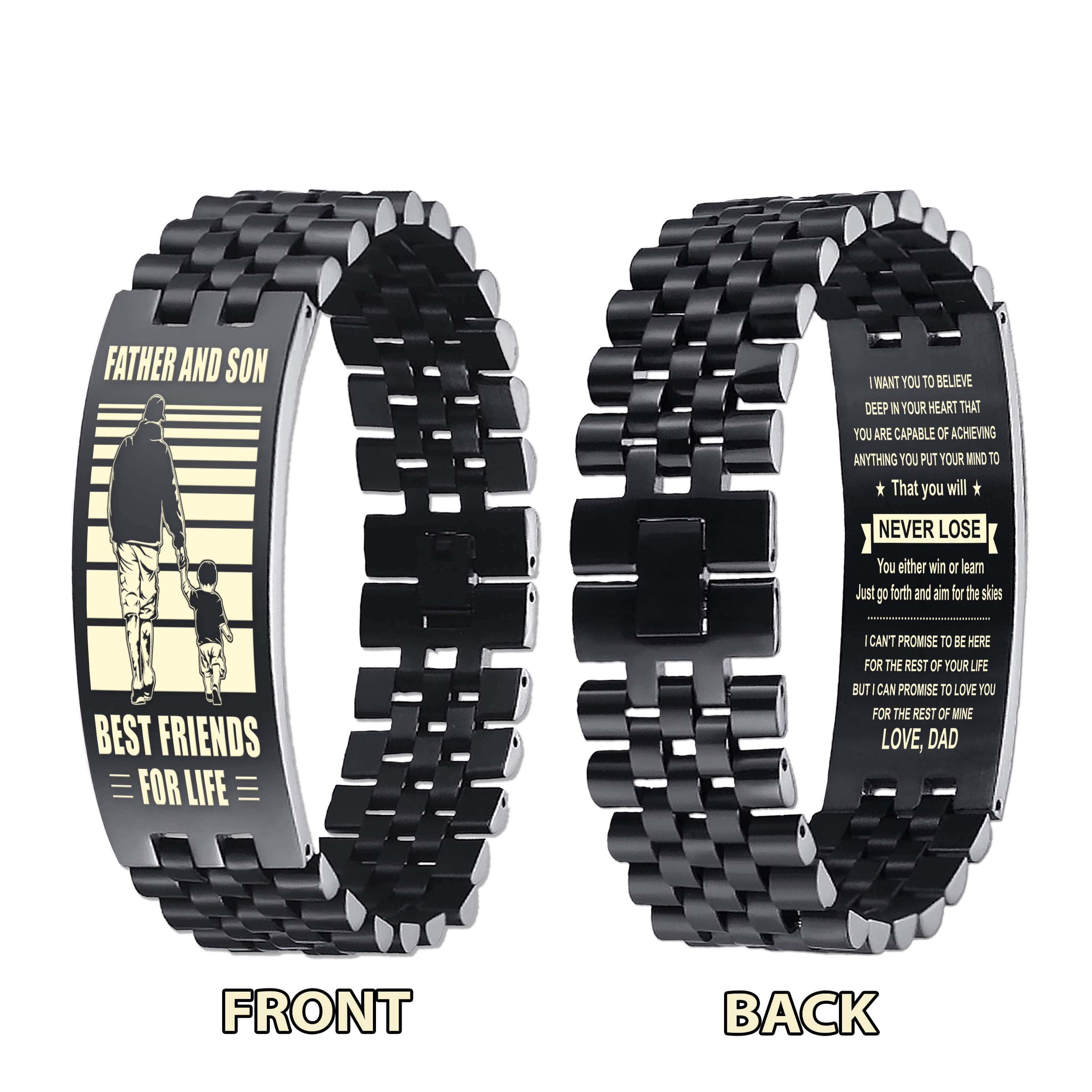 STO Vikings Personalized Double Sided Bracelet Father And Son Best Friends For Life - Message on the back side