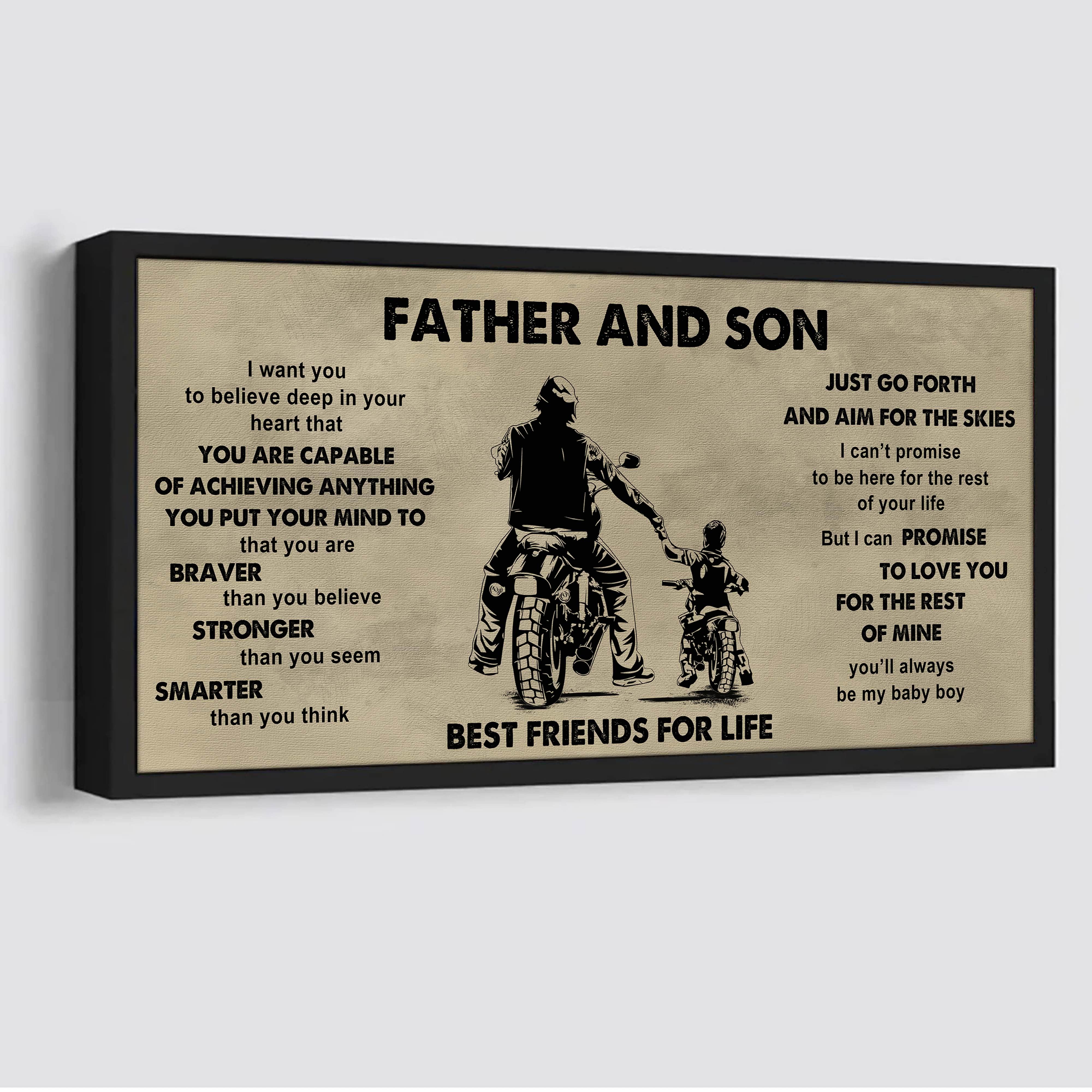 Family photo upload Father And Son Best Friends For Life  - That You Are Braver Than You Believe Poster Canvas Gift For Son From Father